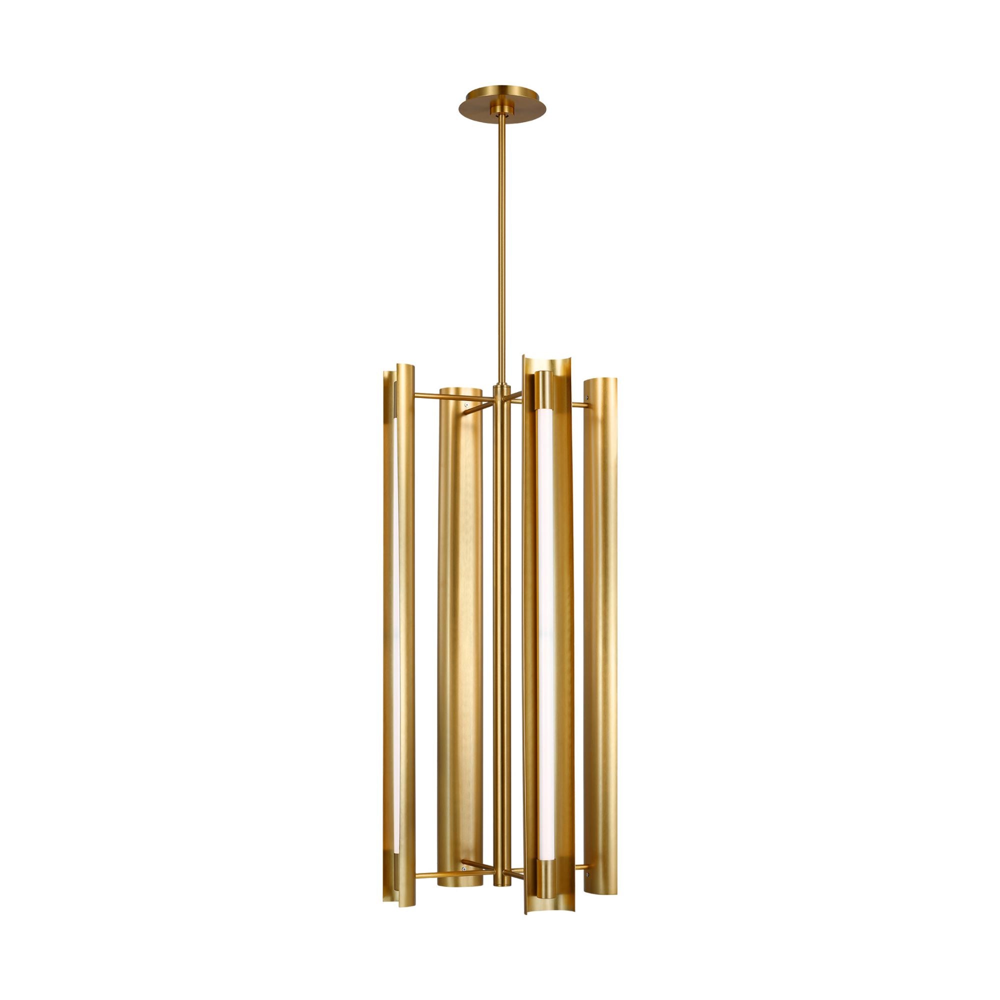 Kelly Wearstler Carson Four Light Tall Pendant in Burnished Brass