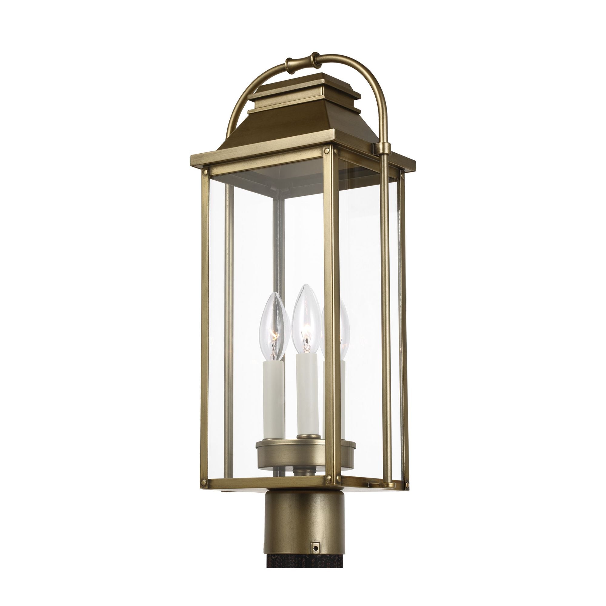 Sean Lavin Wellsworth Post Lantern in Painted Distressed Brass