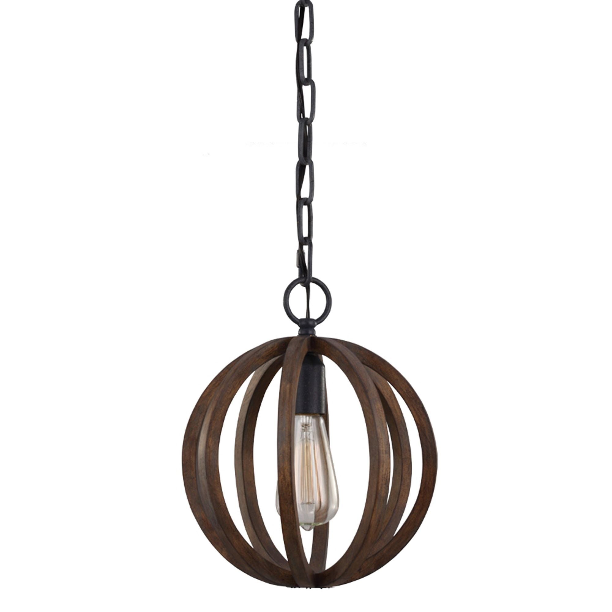 Sean Lavin Allier Mini Pendant in Weathered Oak Wood / Antique Forged Iron