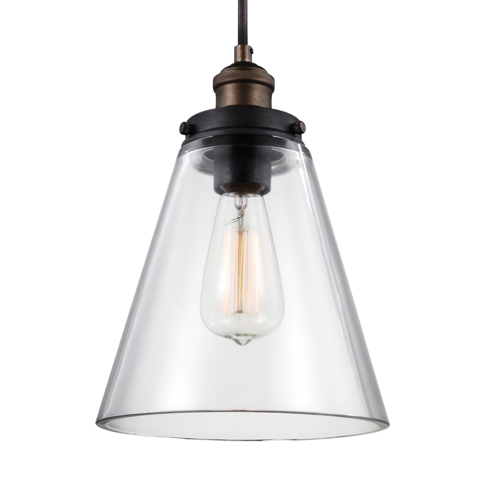 Sean Lavin Baskin Cone Pendant in Painted Aged Brass / Dark Weathered Zinc