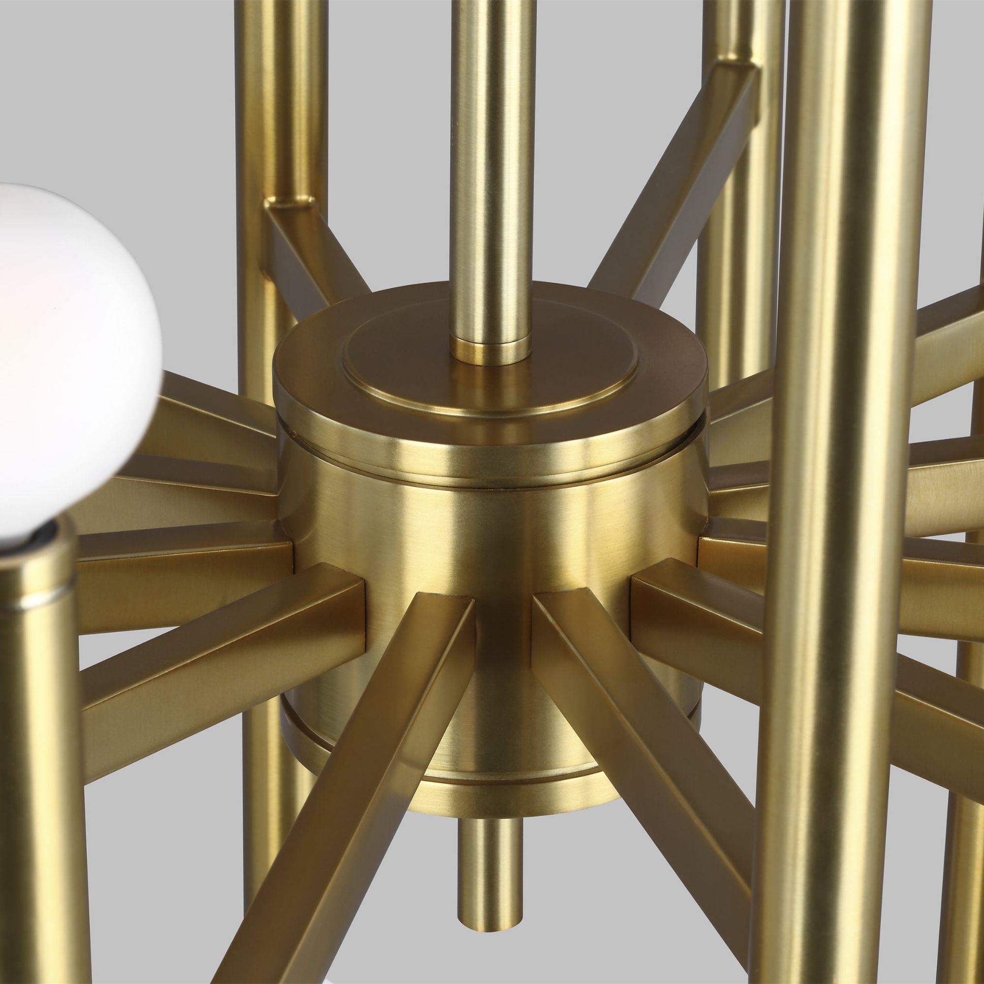 Thomas O'Brien Beckham Modern Large Chandelier in Burnished Brass