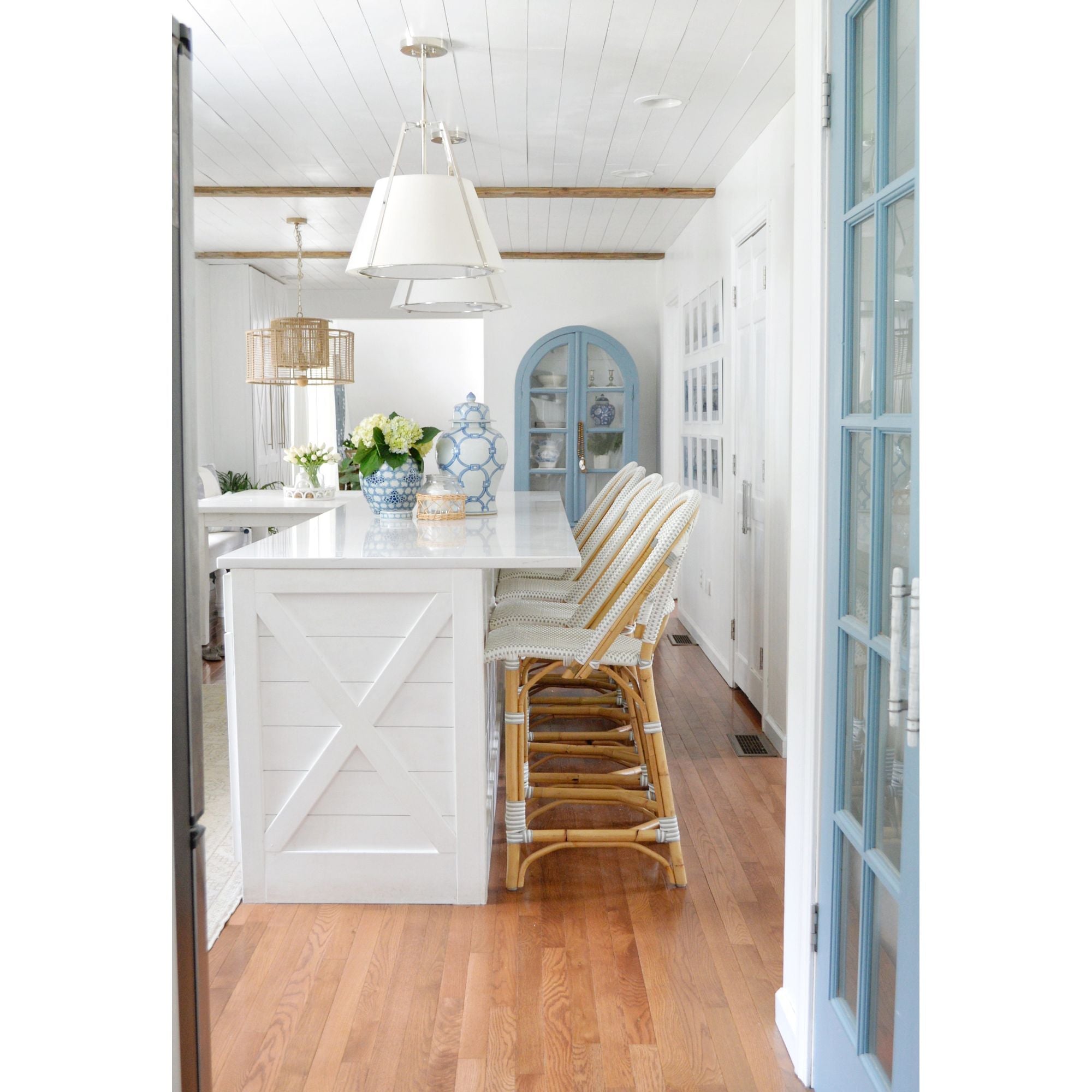 Fulton 3 Light Polished Nickel Pendant Silk Shade 20"W x 18.5"H x 20"D