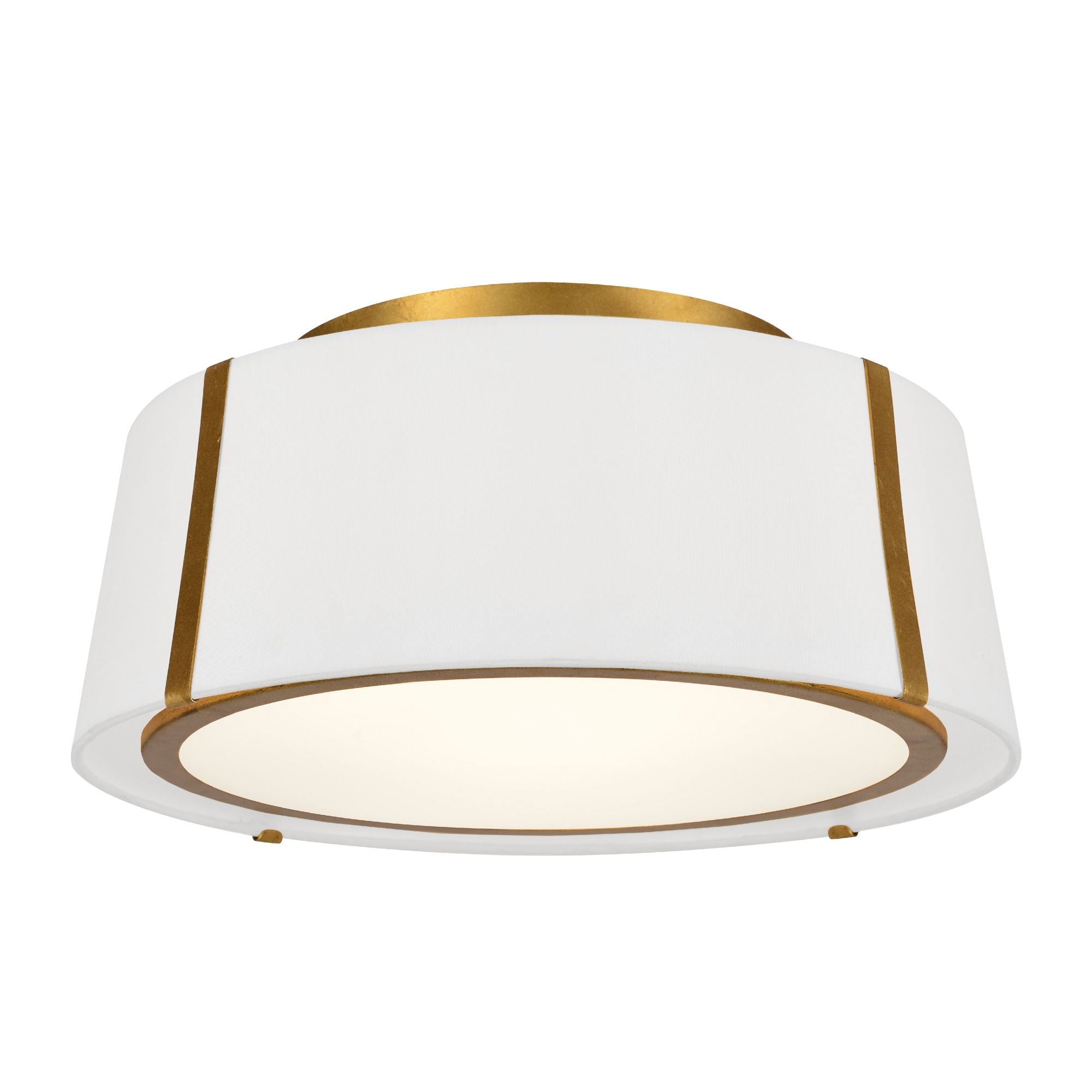 Fulton 3 Light Antique Gold Semi Flush Mount Silk Shade 18"W x 8"H x 18"D