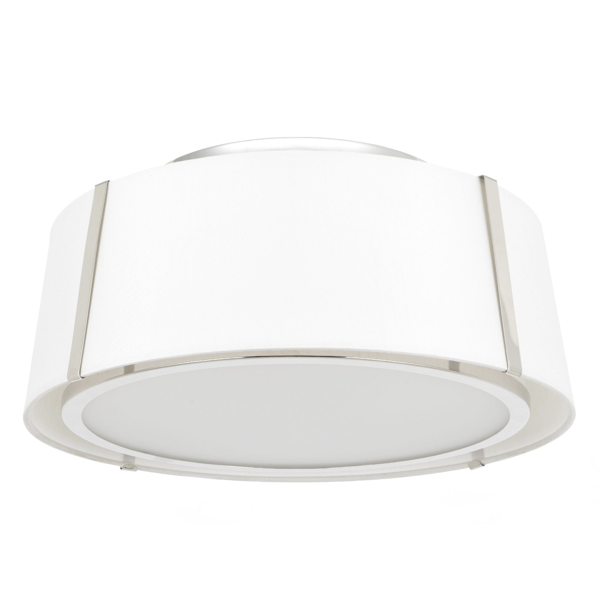 Fulton 3 Light Polished Nickel Semi Flush Mount Silk Shade 18"W x 8"H x 18"D