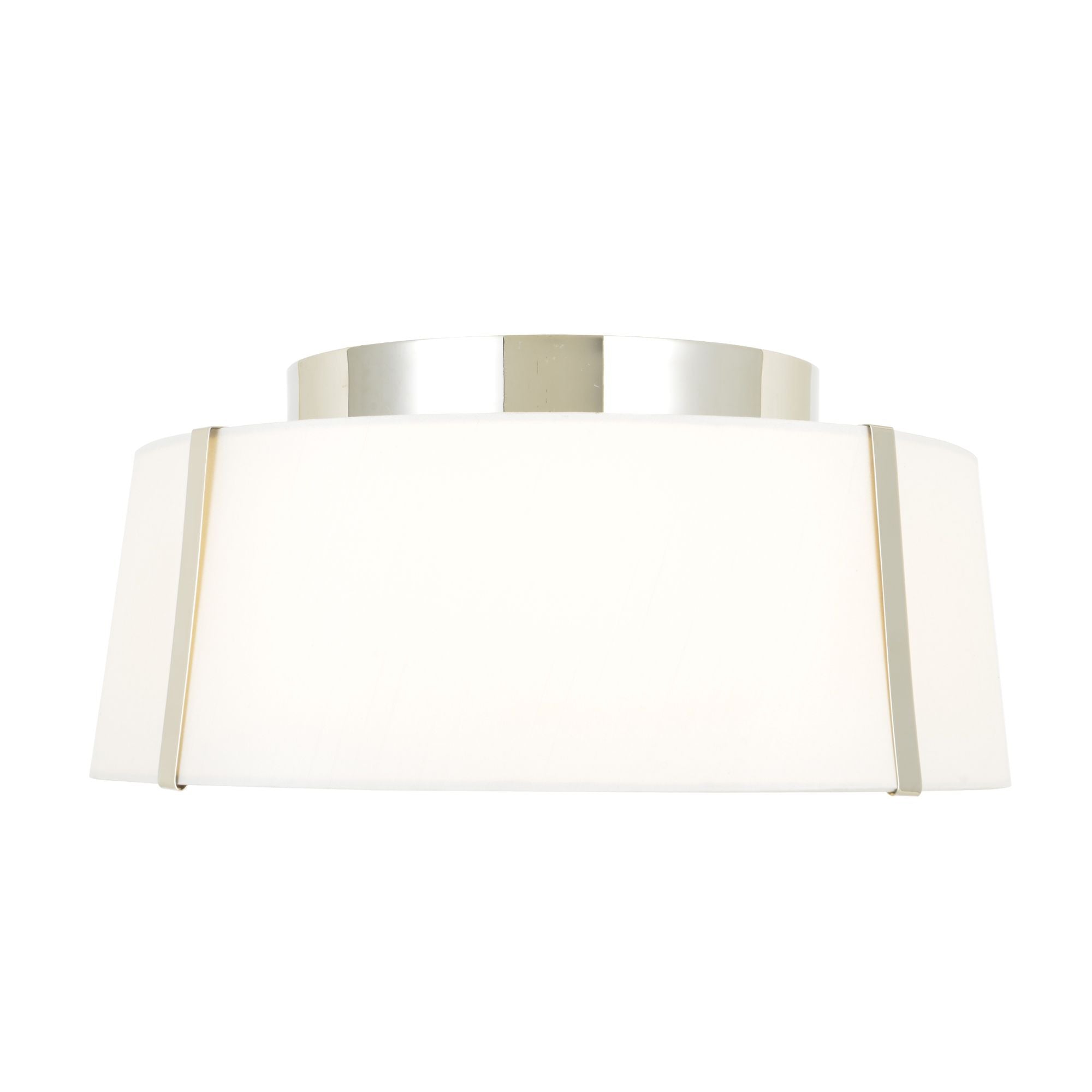 Fulton 3 Light Polished Nickel Semi Flush Mount Silk Shade 18"W x 8"H x 18"D