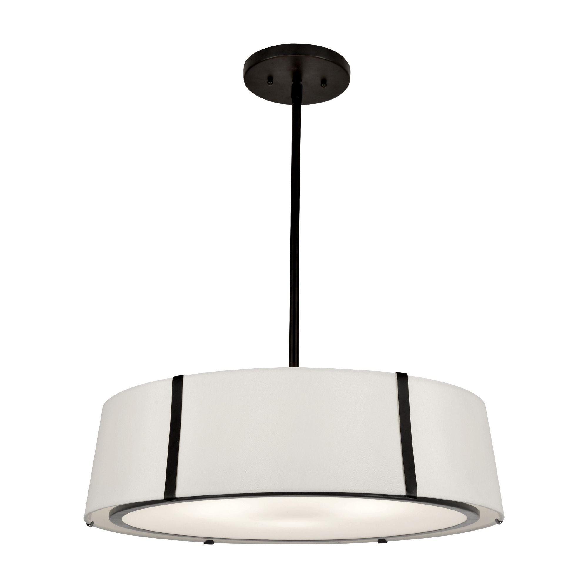 Fulton 6 Light Matte Black Chandelier Silk Shade 24"W x 10.25"H x 24"D