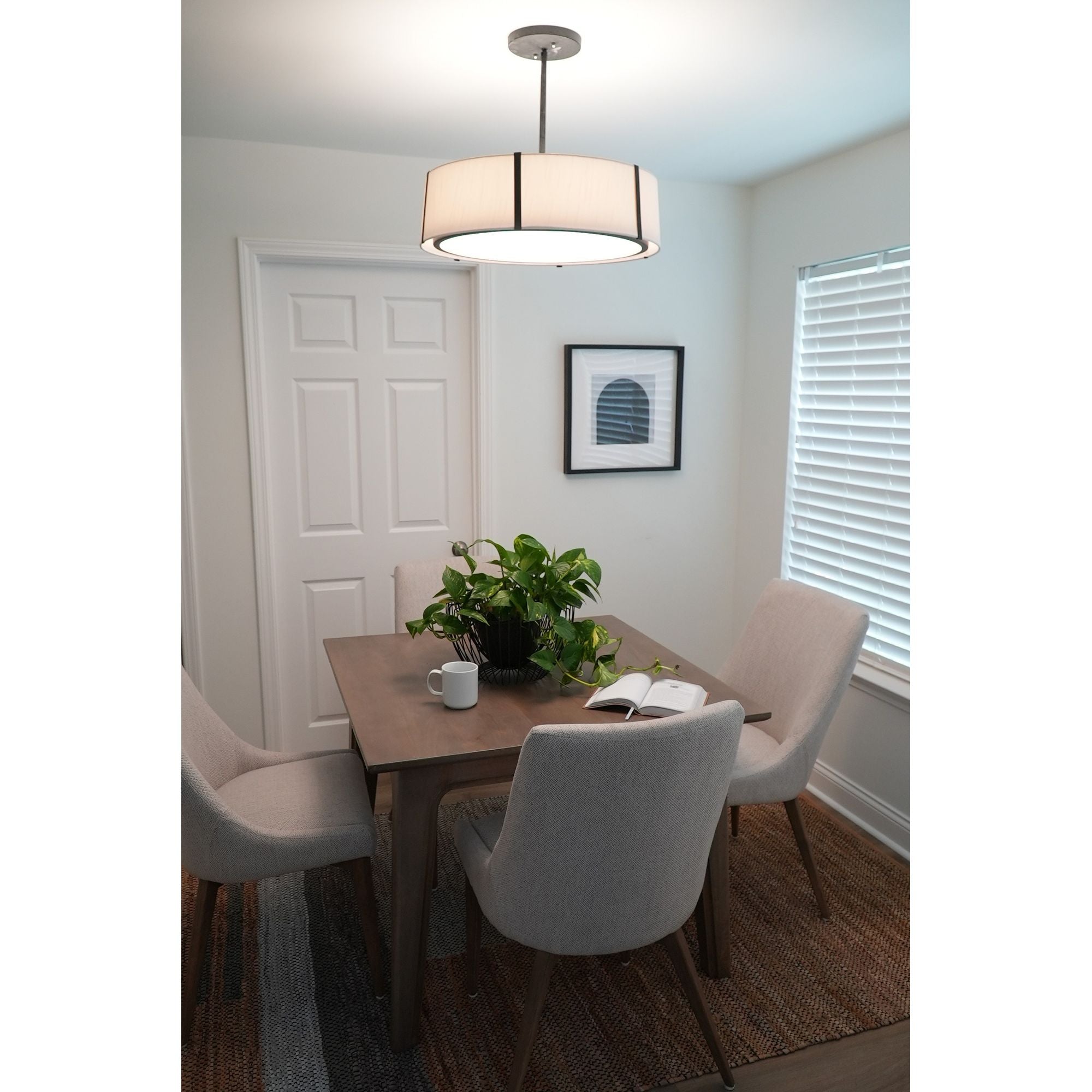 Fulton 6 Light Matte Black Chandelier Silk Shade 24"W x 10.25"H x 24"D