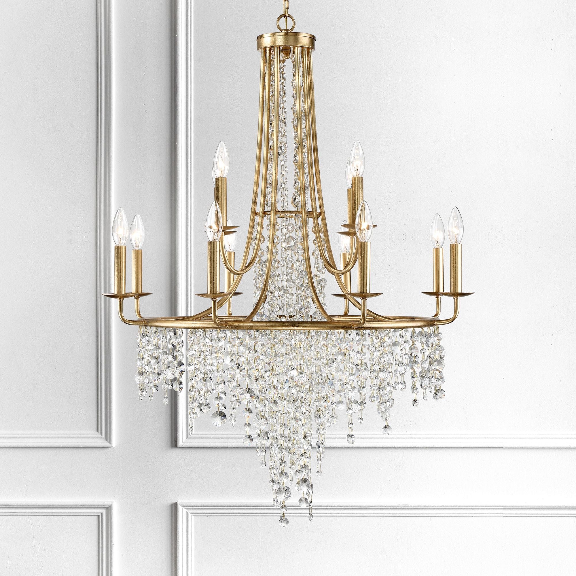 Gabrielle 12 Light Antique Gold Chandelier Hand Cut Crystal 30"W x 40"H x 30"D