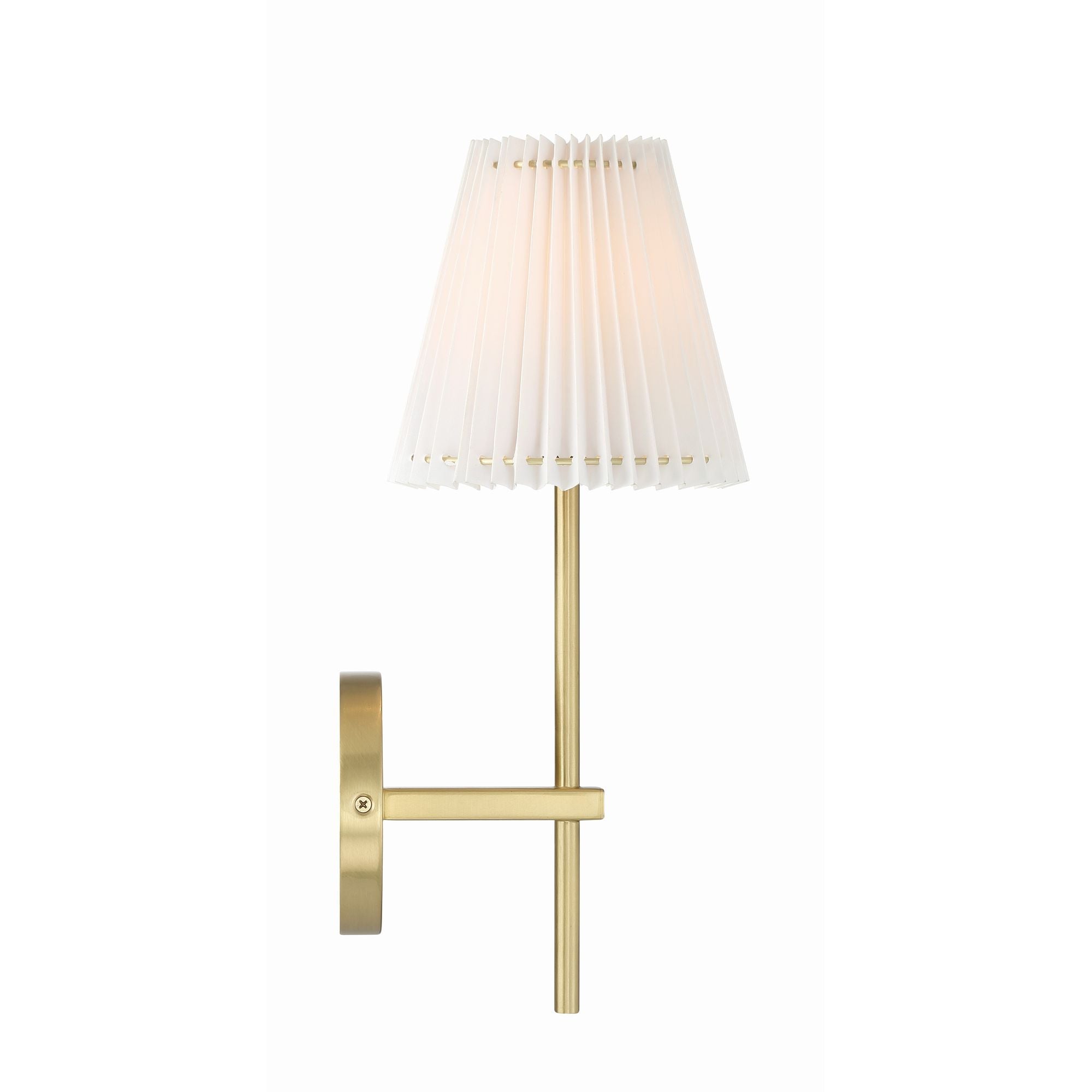 Gamma 1 Light Aged Brass Sconce Linen Shade 6.5"W x 15"H x 7.25"D