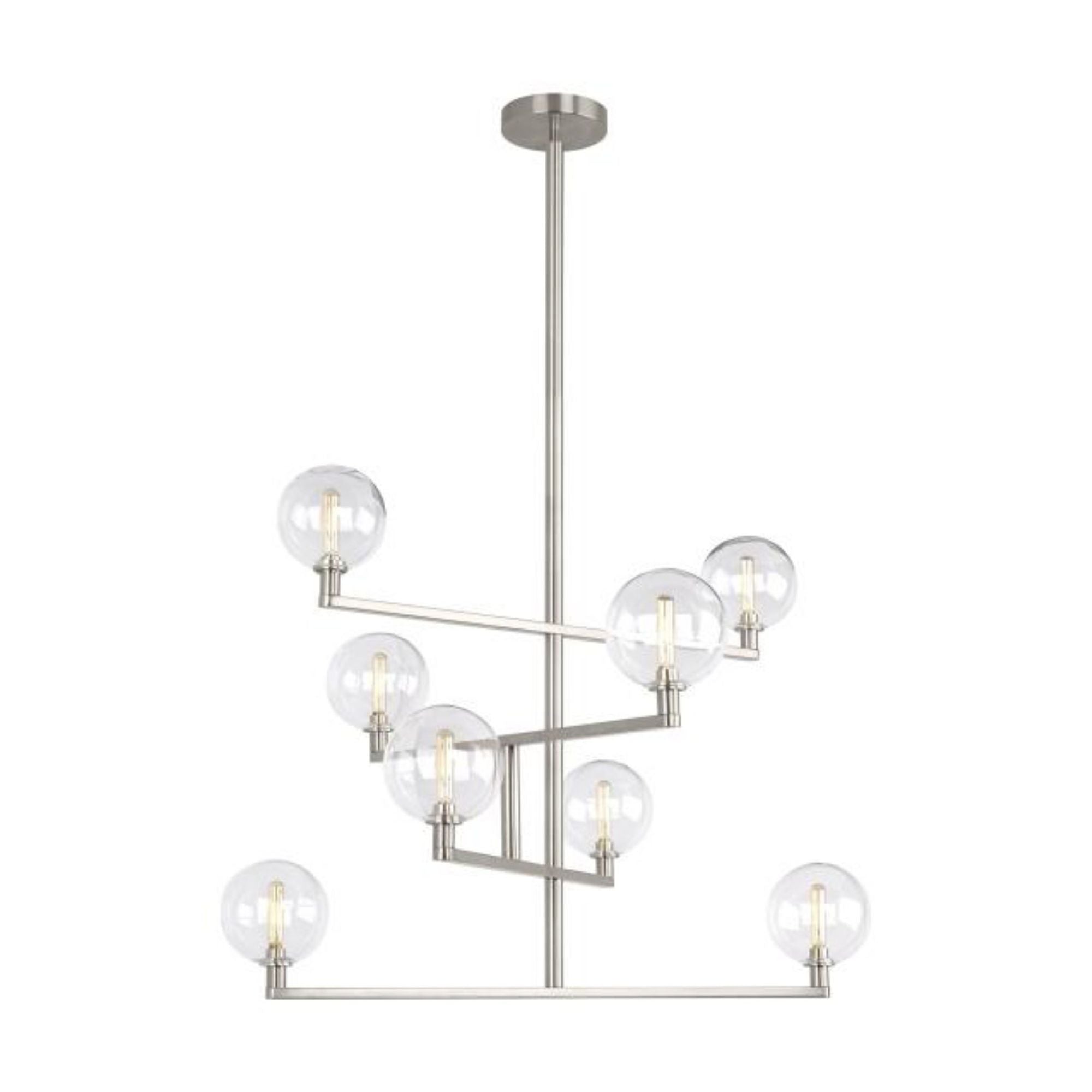 Gambit Chandelier Chandeliers 8-Light Satin Nickel by Sean Lavin