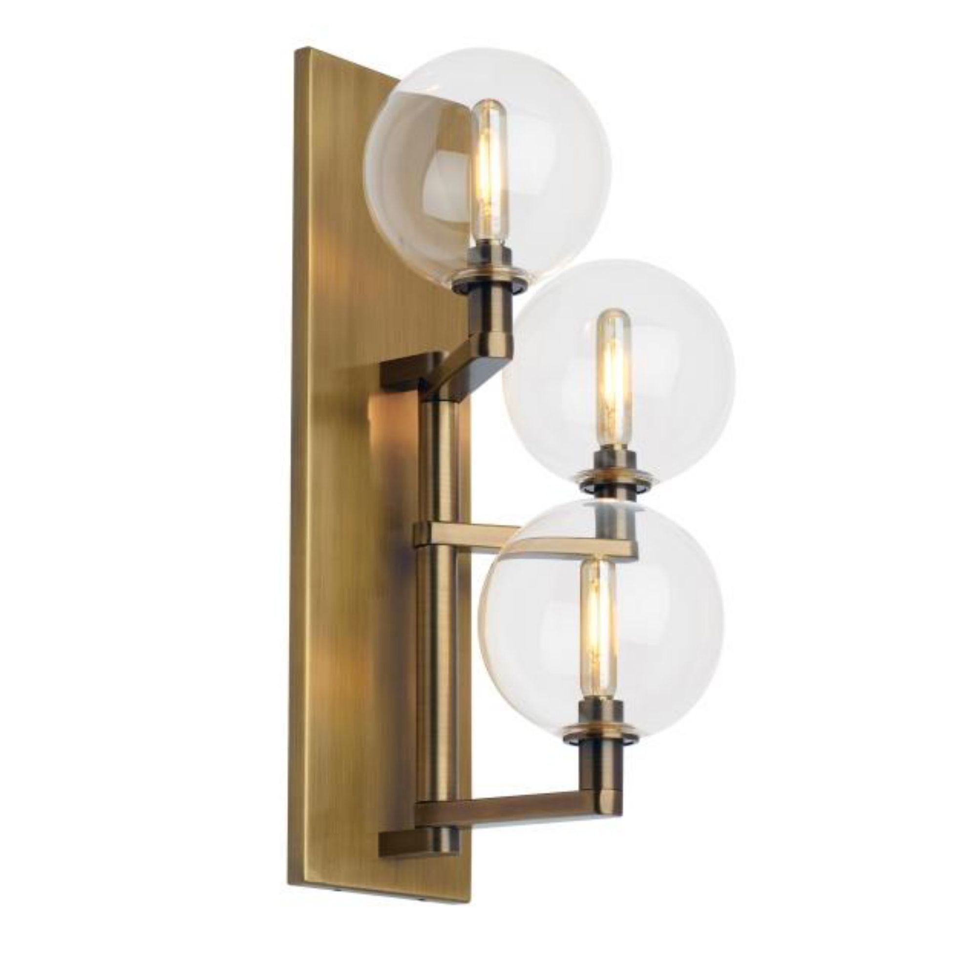 Gambit Triple Wall Wall Collection 3-Light Aged Brass by Sean Lavin