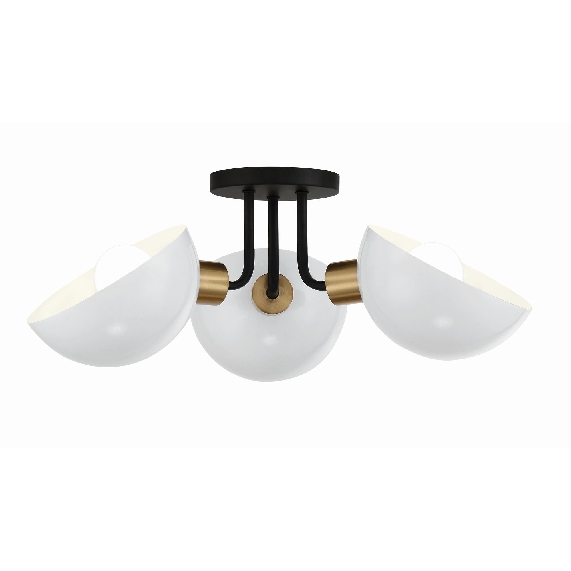 Gigi 3 Light Black + Aged Brass Semi Flush Mount Steel Shade 22.75"W x 9.25"H x 22.75"D