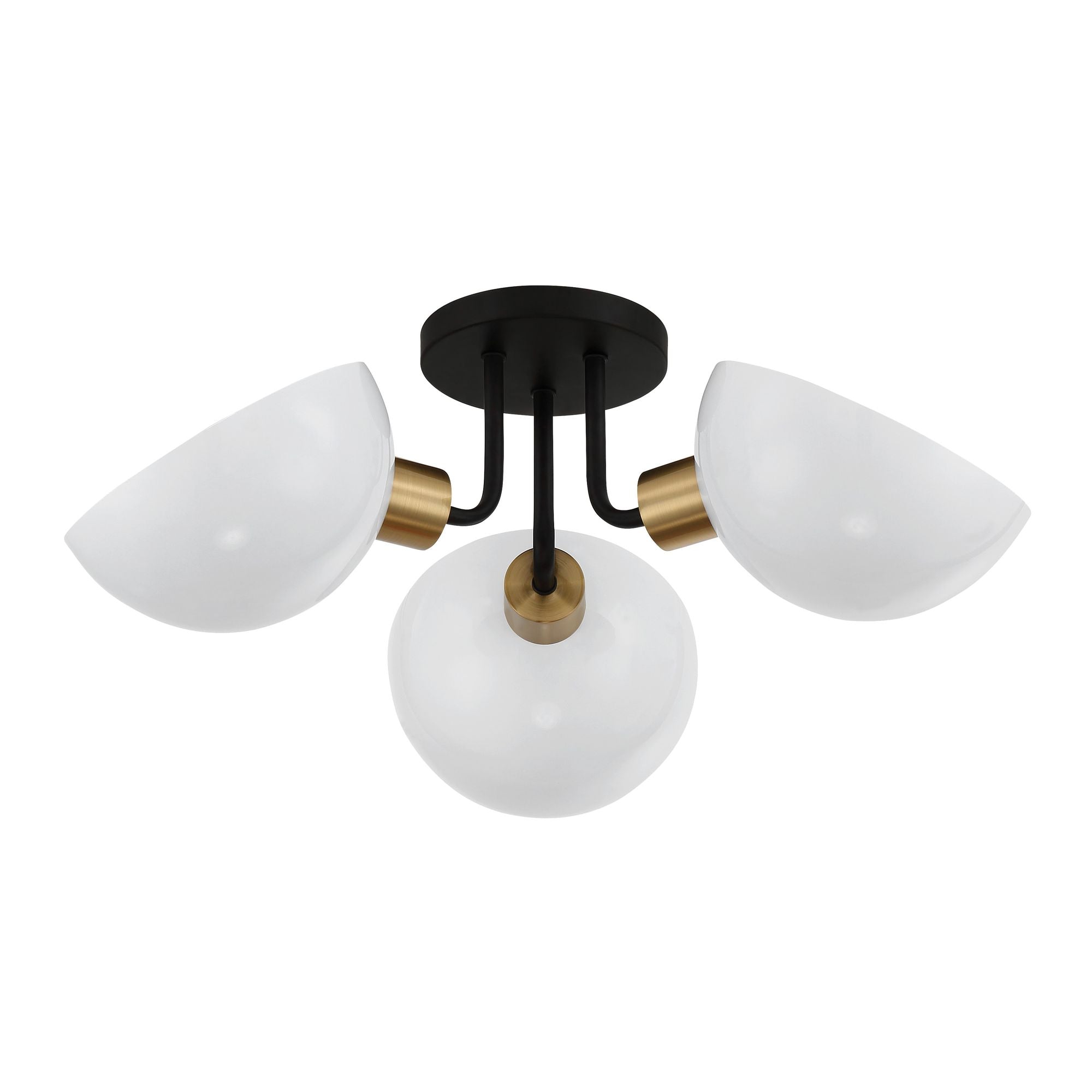 Gigi 3 Light Black + Aged Brass Semi Flush Mount Steel Shade 22.75"W x 9.25"H x 22.75"D