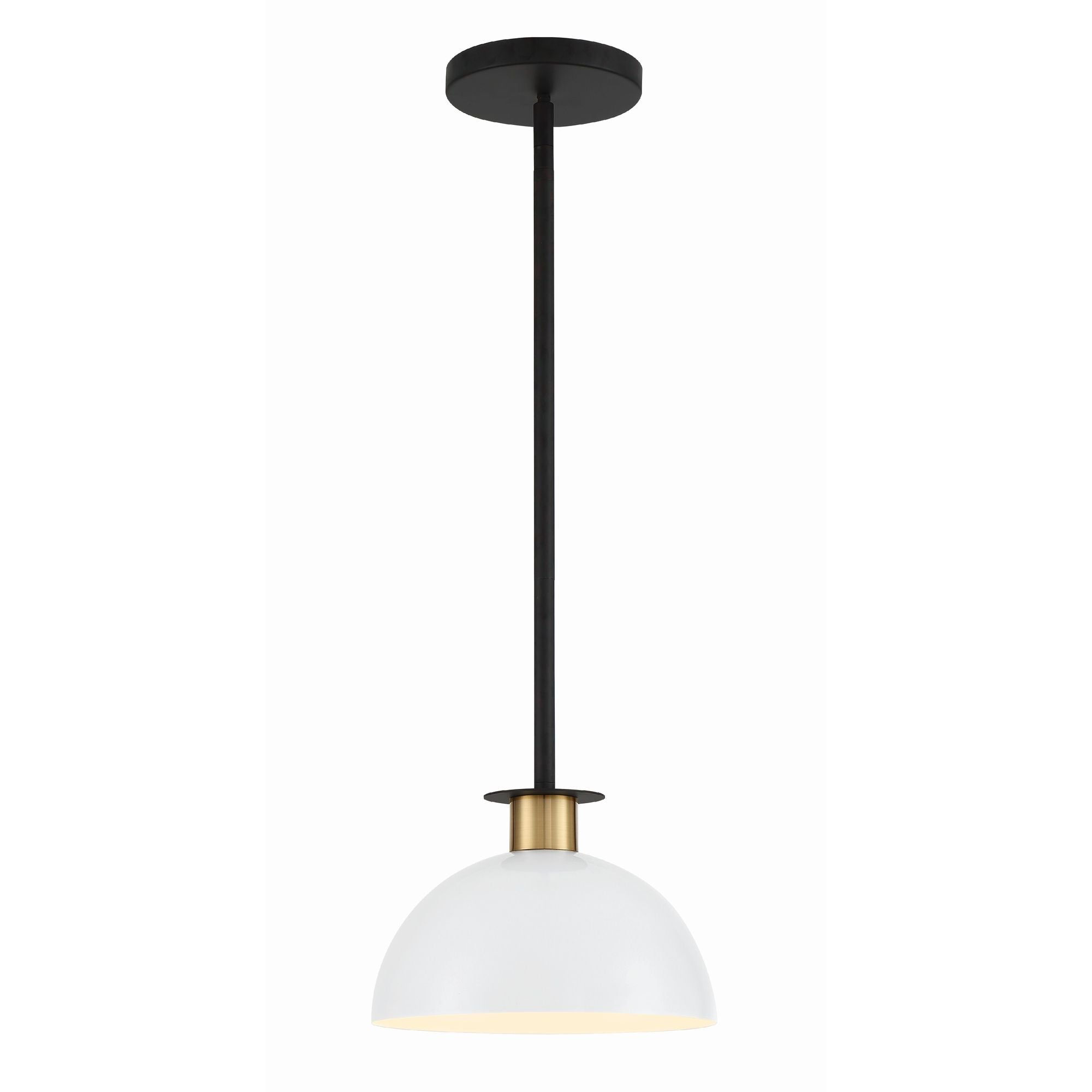 Gigi 1 Light Black + Aged Brass Mini Pendant Steel Shade 10"W x 7"H x 10"D