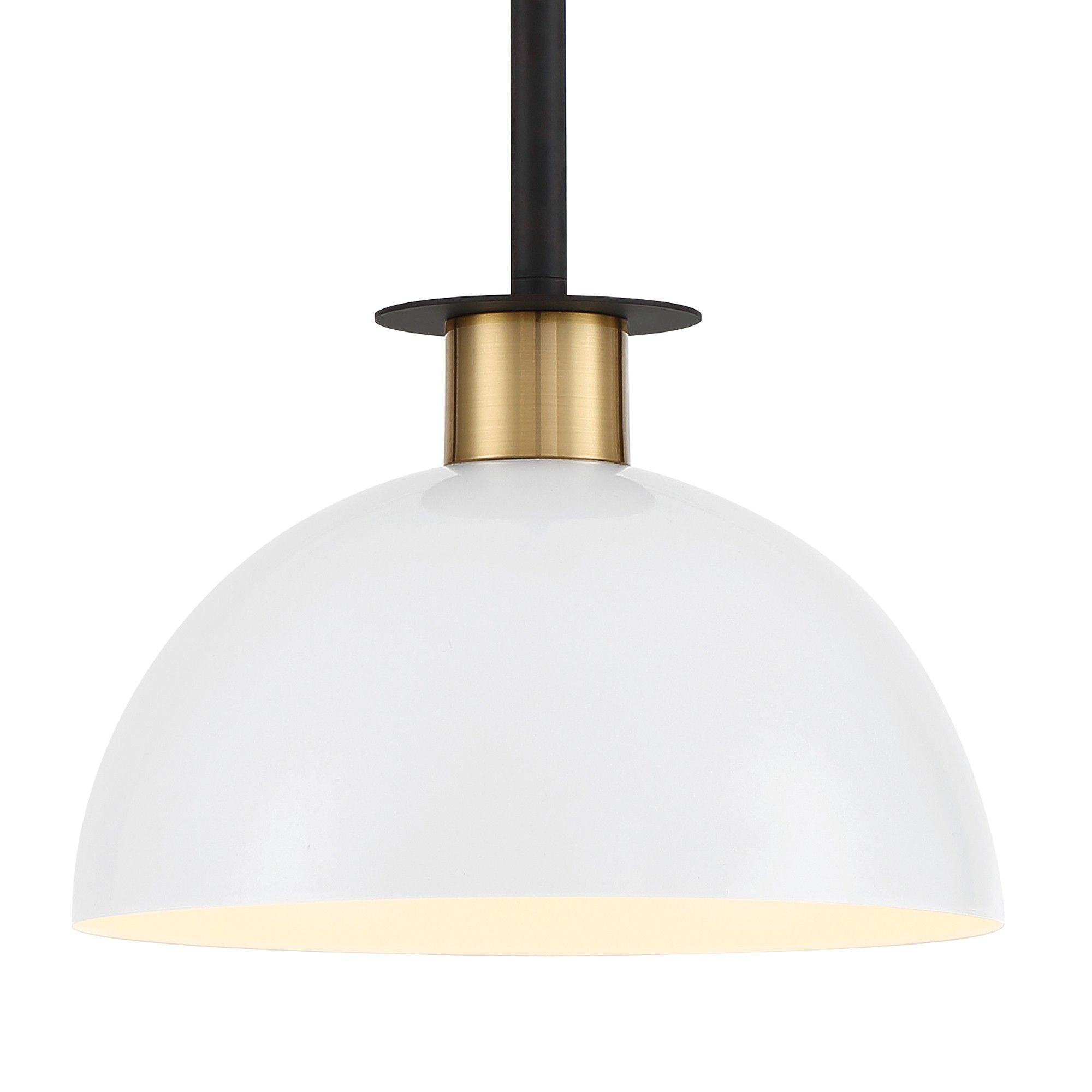 Gigi 1 Light Black + Aged Brass Mini Pendant Steel Shade 10"W x 7"H x 10"D