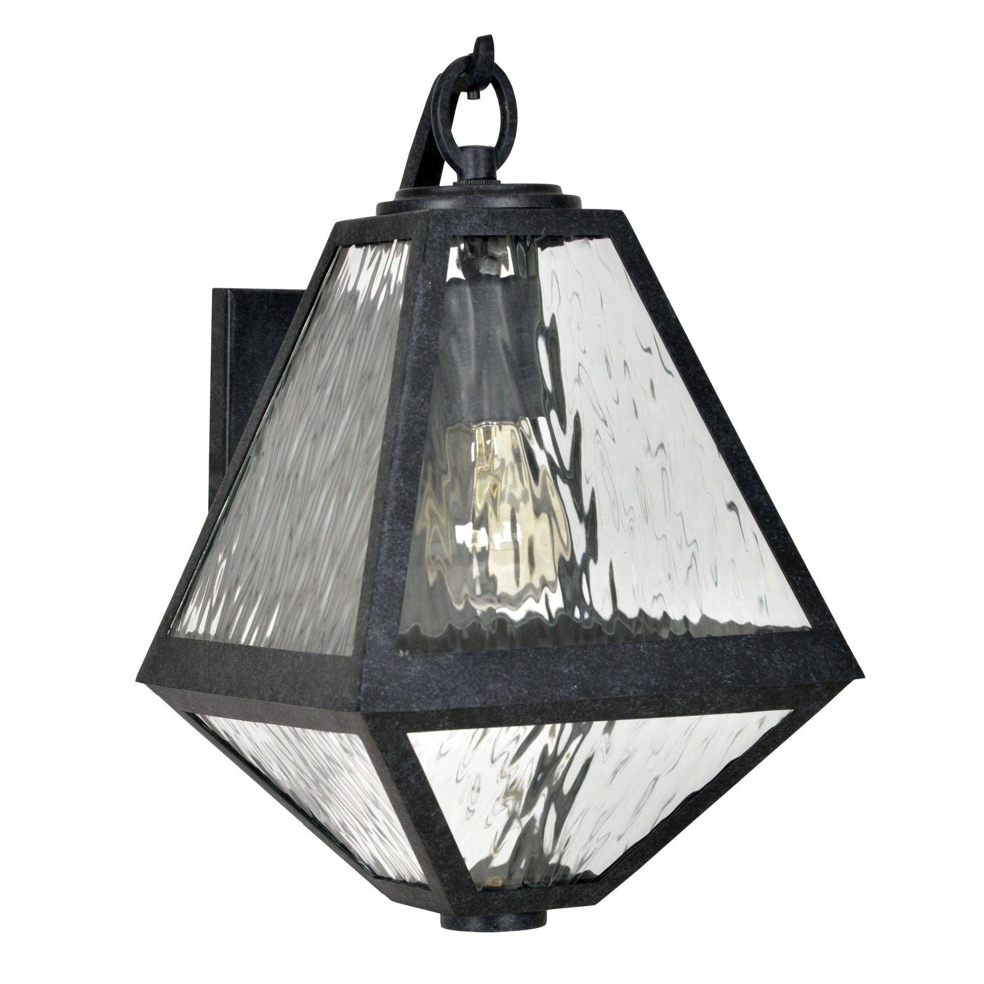 Brian Patrick Flynn Glacier 1 Light Black Charcoal Outdoor Sconce Water Glass 8"W x 12.75"H x 9"D