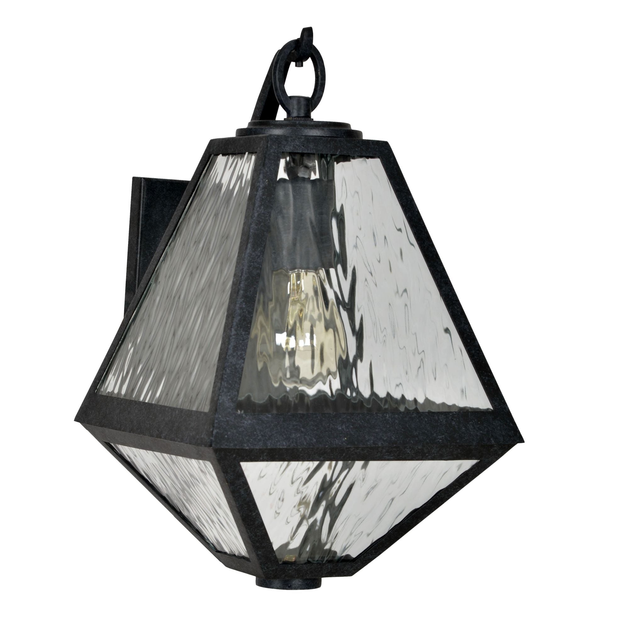 Brian Patrick Flynn Glacier 1 Light Black Charcoal Outdoor Sconce Water Glass 8"W x 12.75"H x 9"D
