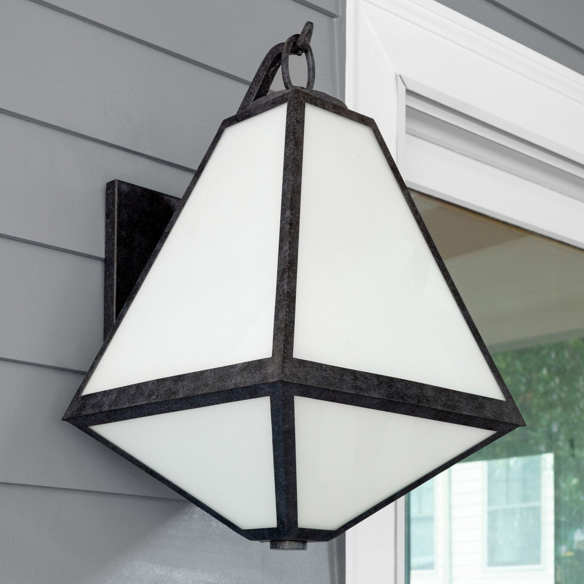 Brian Patrick Flynn Glacier 3 Light Black Charcoal Outdoor Sconce White Glass 14"W x 21"H x 15.25"D