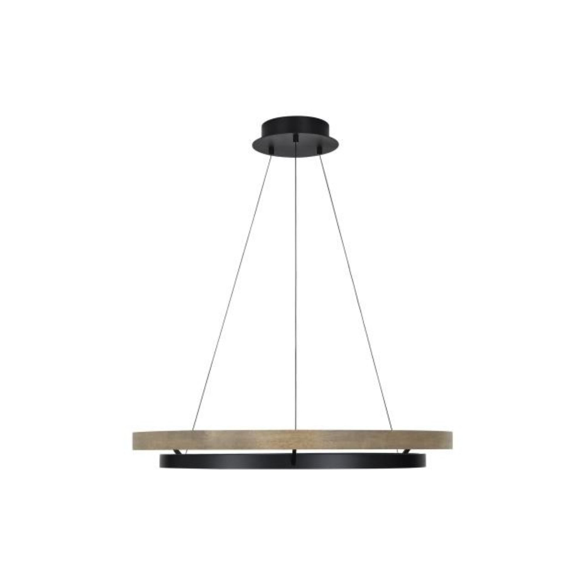 Grace 36 Chandelier Chandeliers 1-Light LED 3000K MATTE BLACK/WEATHERED OAK WOOD by Sean Lavin