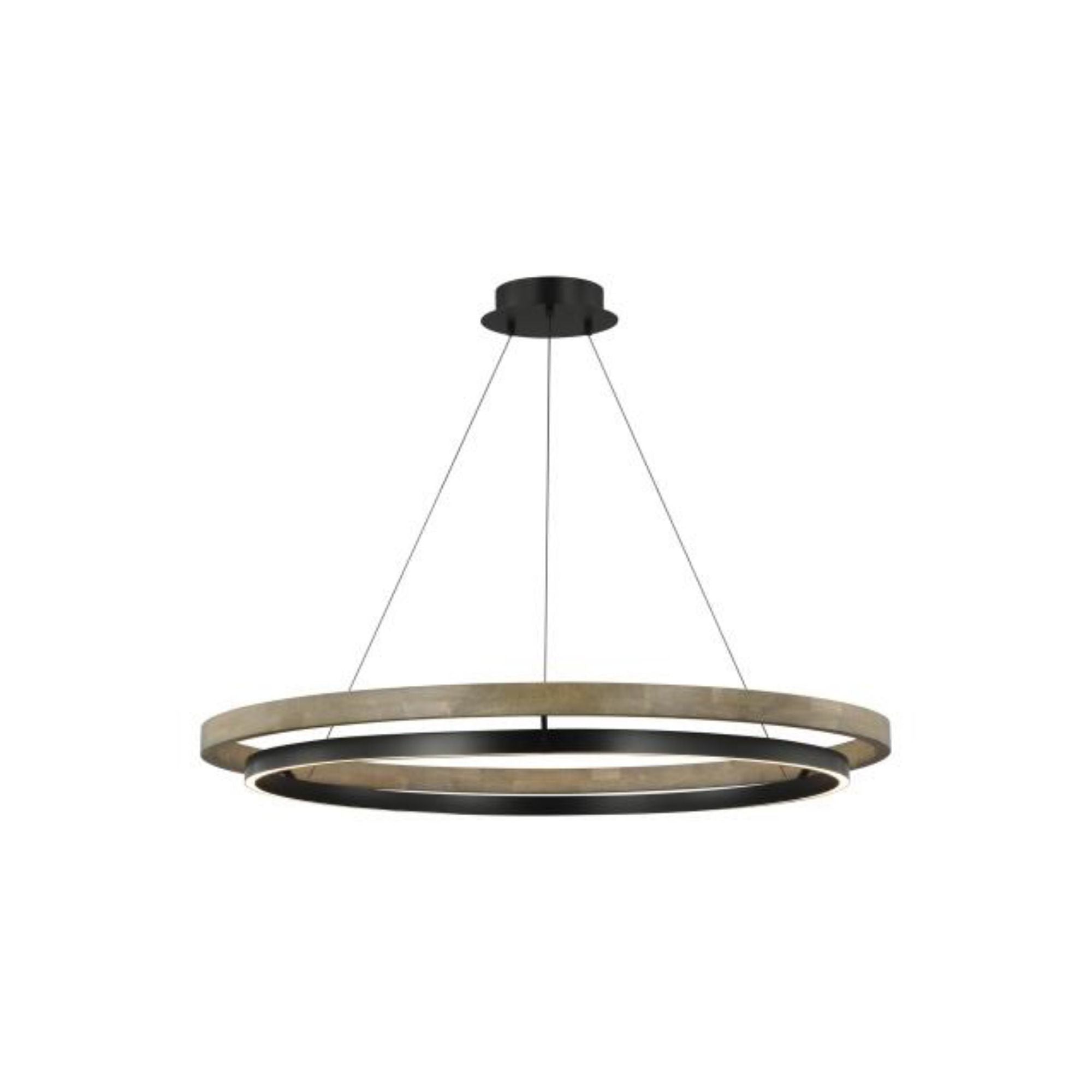 Grace 48 Chandelier Chandeliers 1-Light LED 3000K MATTE BLACK/WEATHERED OAK WOOD by Sean Lavin