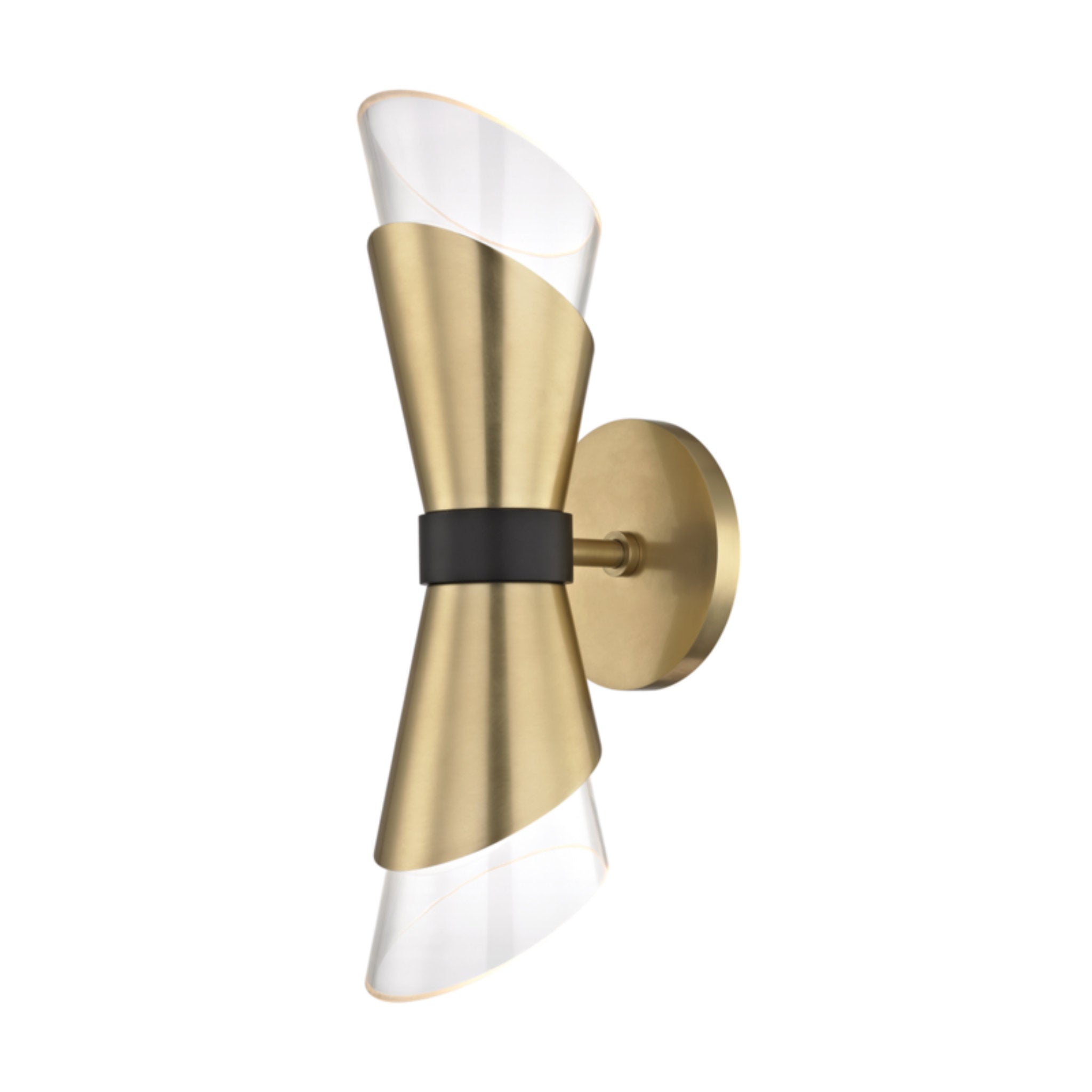 Angie 2-Light Wall Sconce in Aged Brass/Black 4.75L x 4.75W x 15H