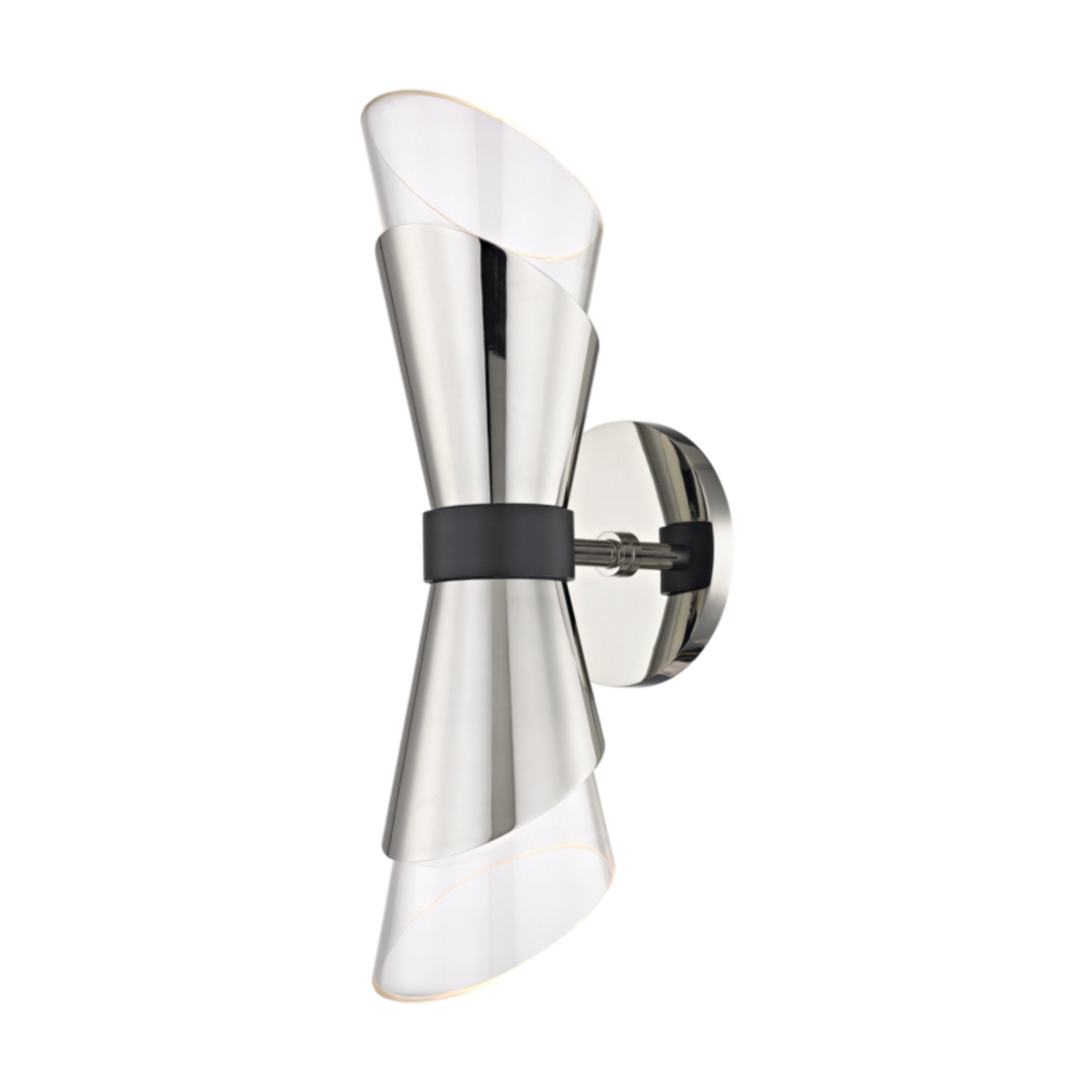 Angie 2-Light Wall Sconce in Polished Nickel/Black 4.75L x 4.75W x 15H