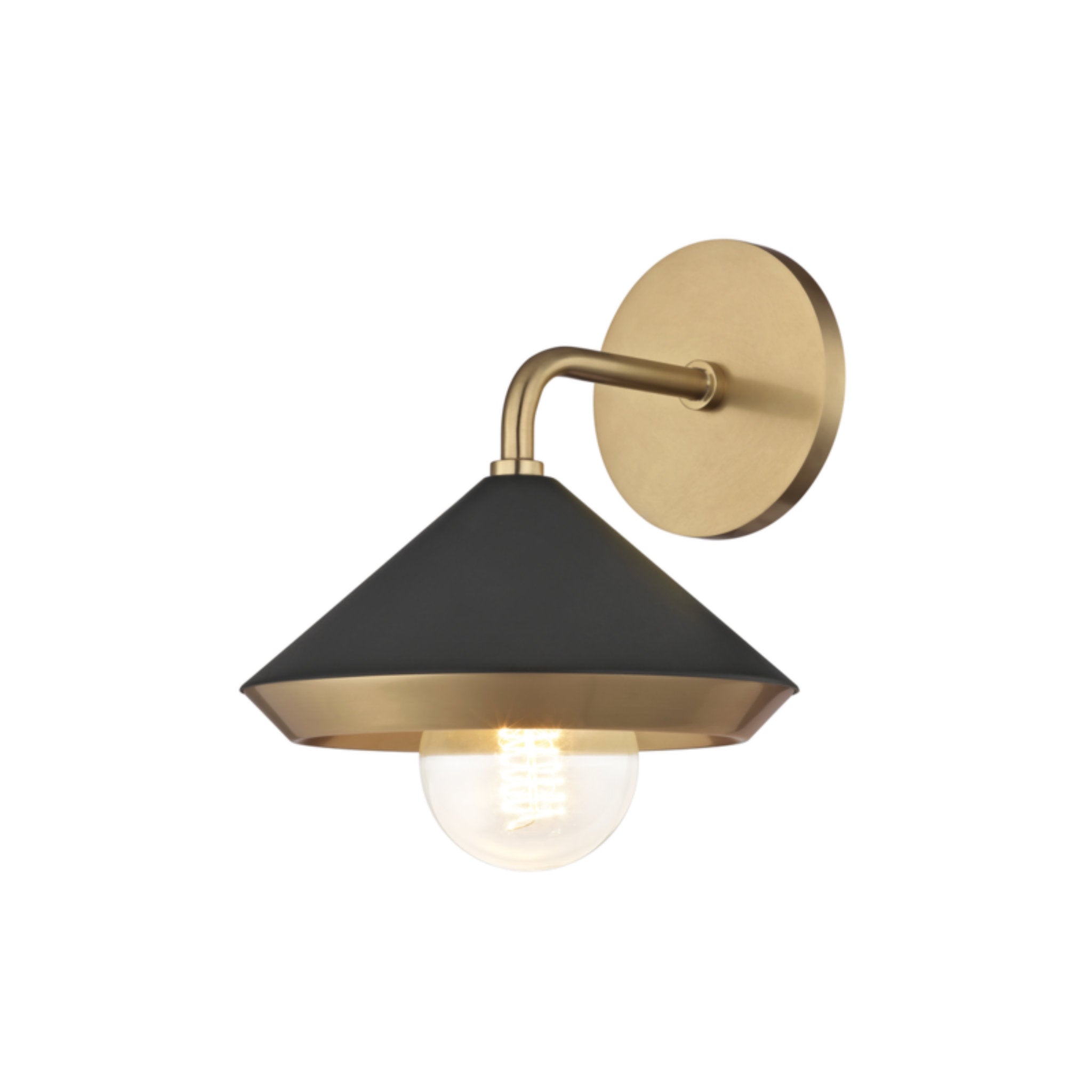 Marnie 1-Light Wall Sconce in Aged Brass/Black 8.5L x 8.5W x 10.5H