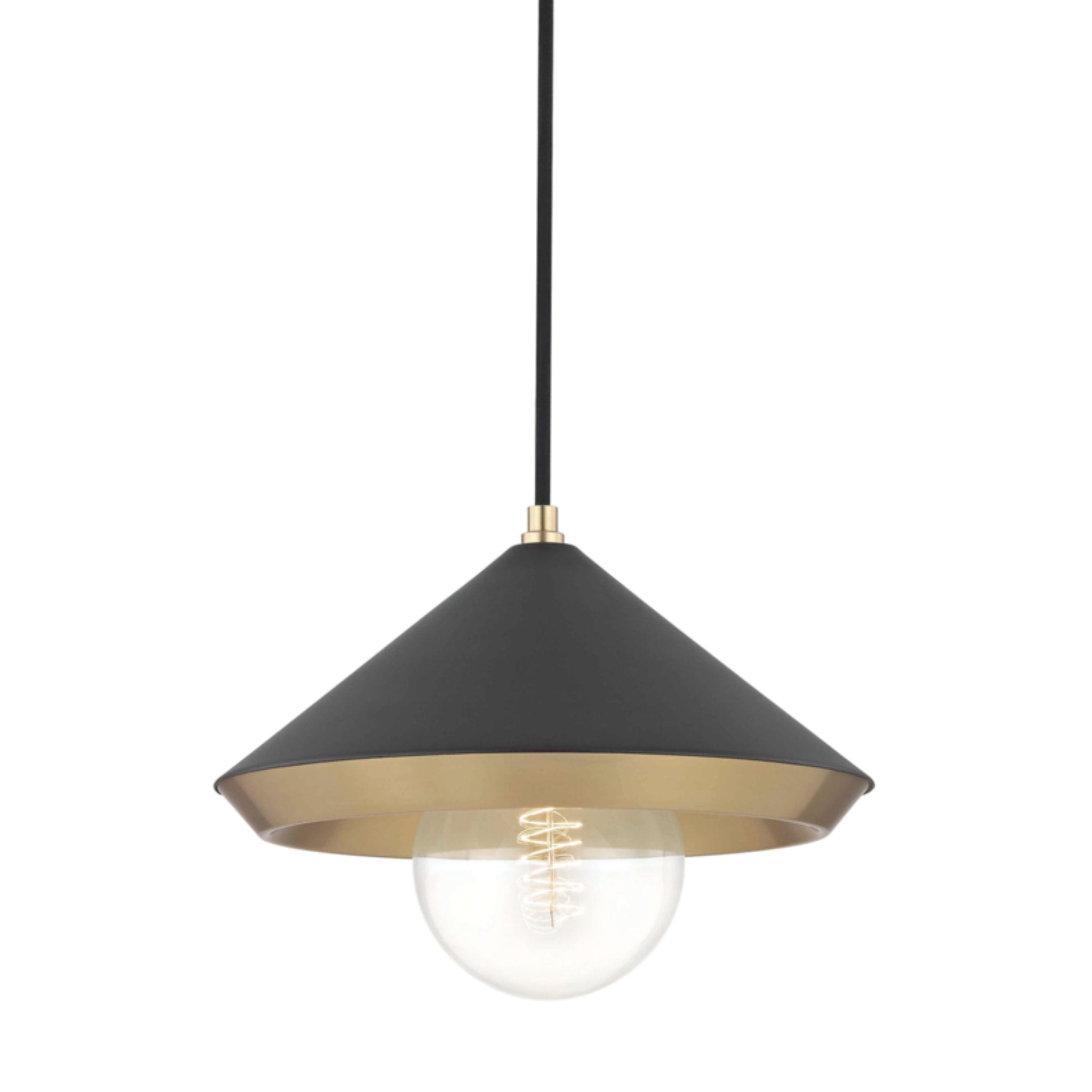 Marnie 1-Light Pendant in Aged Brass/Black 12.5L x 12.5W x 9H