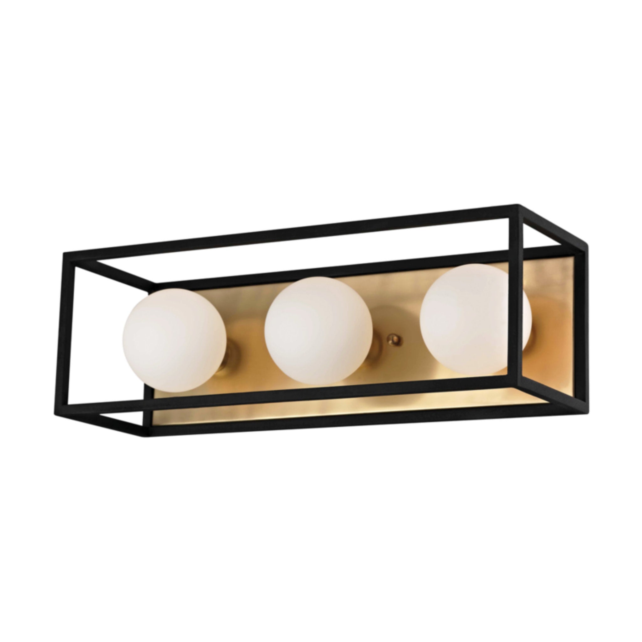 Aira 3-Light Bath and Vanity in Aged Brass/Black 15L x 15W x 5H