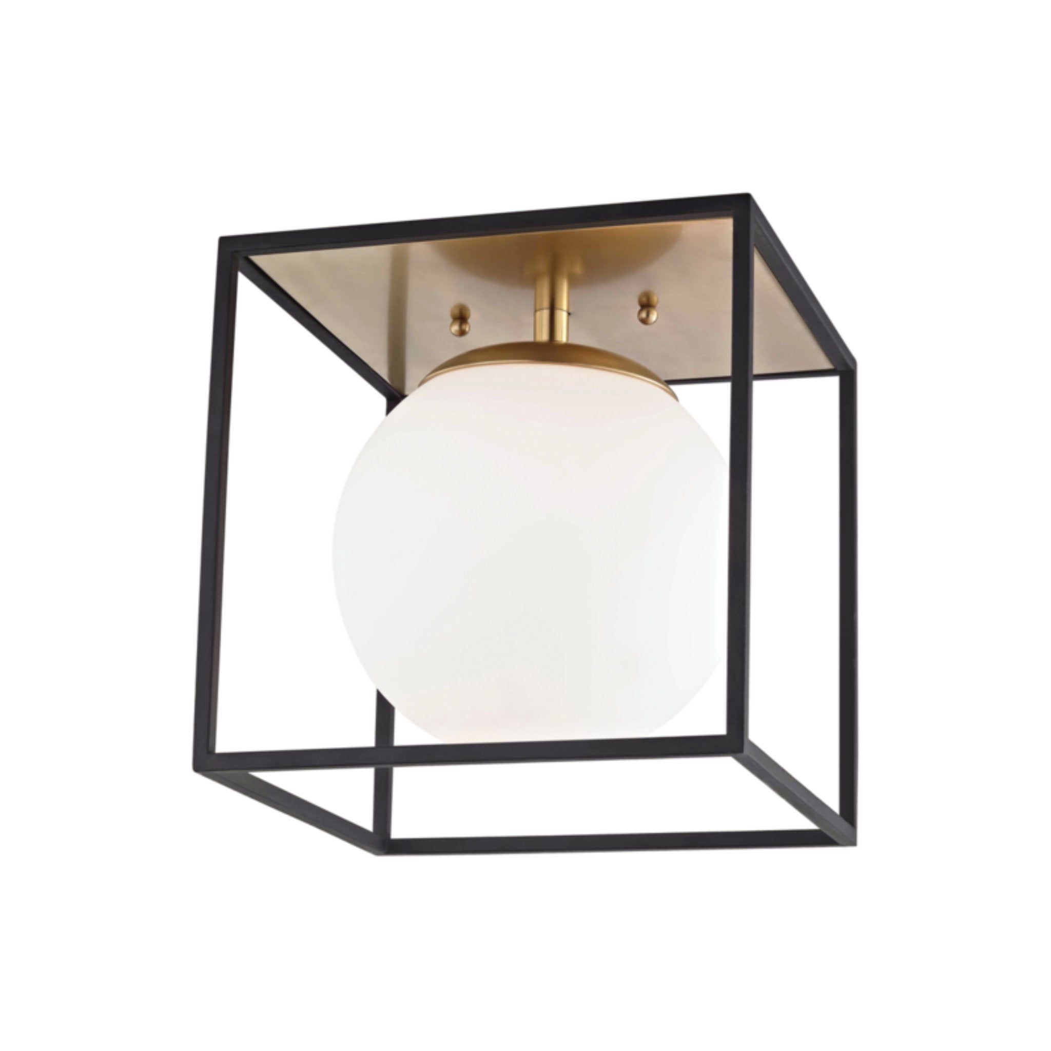 Aira 1-Light Flush Mount in Aged Brass/Black 14L x 14W x 14H