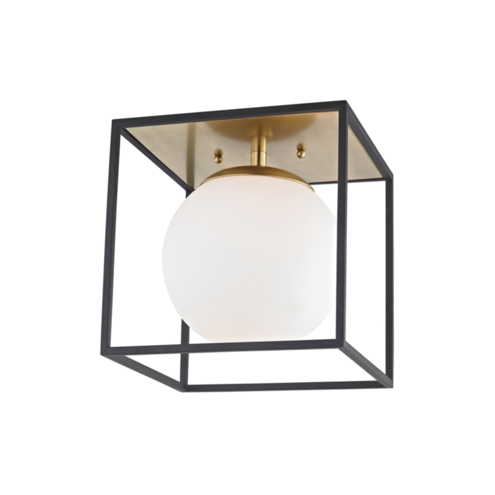 Aira 1-Light Flush Mount in Aged Brass/Black 9.5L x 9.5W x 9.5H