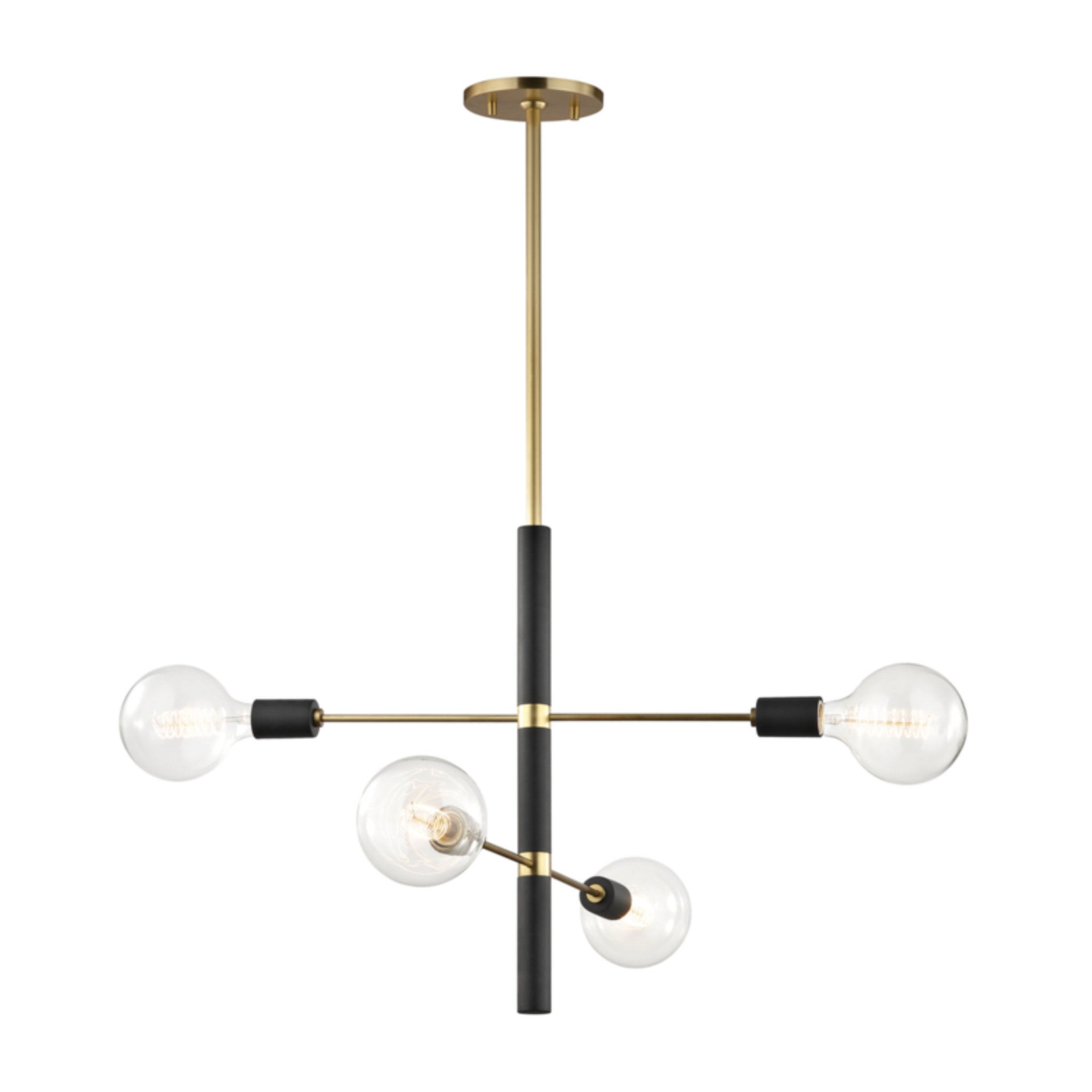 Astrid 4-Light Chandelier in Aged Brass/Black 24L x 24W x 20H