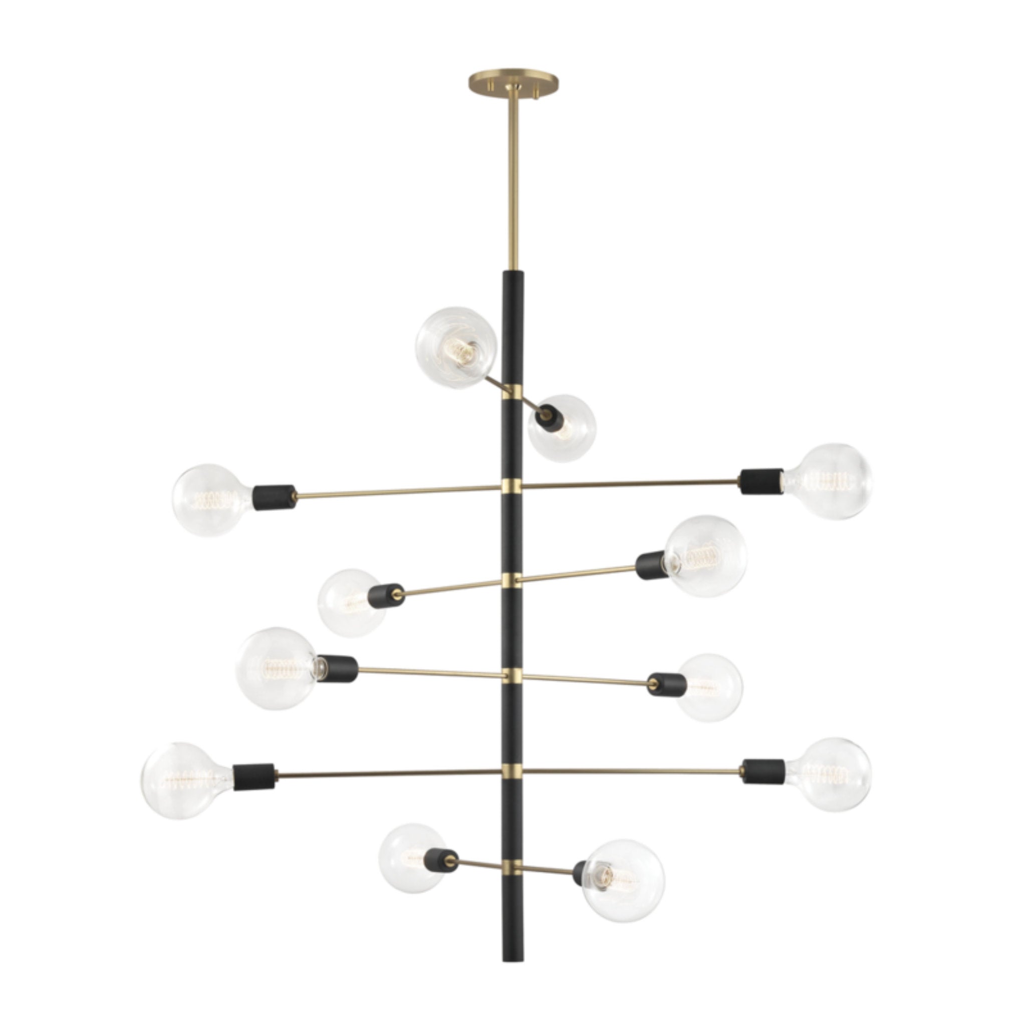 Astrid 12-Light Chandelier in Aged Brass/Black 36L x 36W x 44.5H