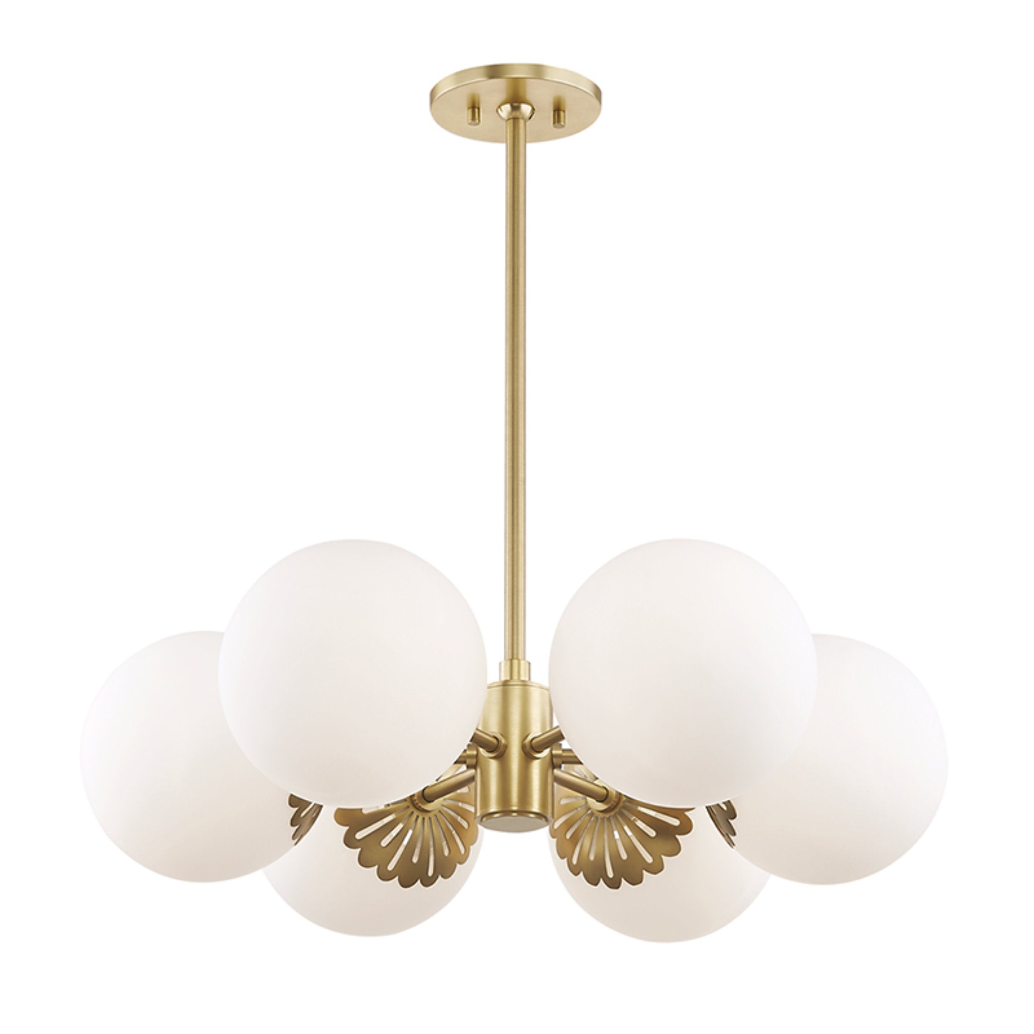 Paige 6-Light Chandelier in Aged Brass 26L x 26W x 8H