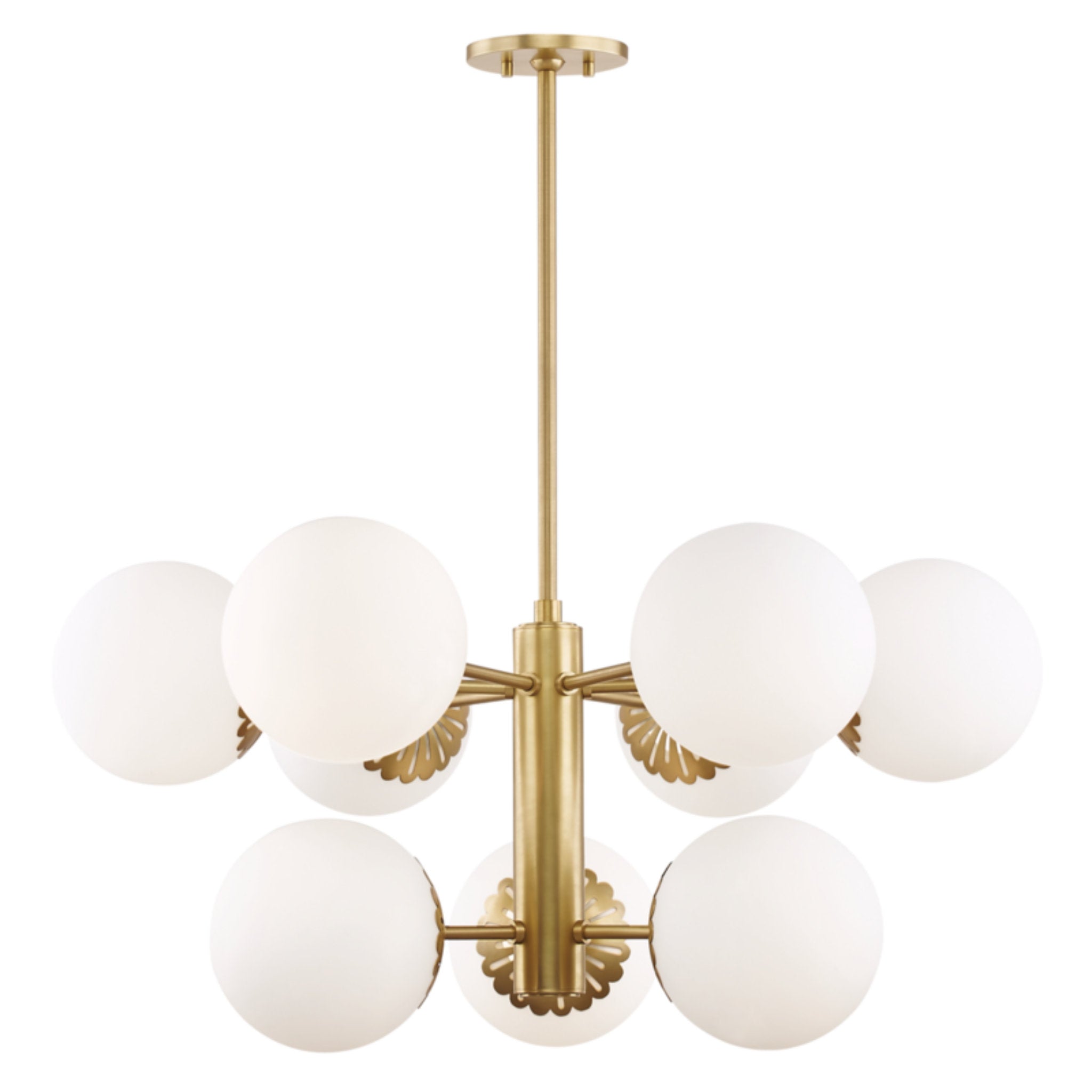 Paige 9-Light Chandelier in Aged Brass 33L x 33W x 14.75H