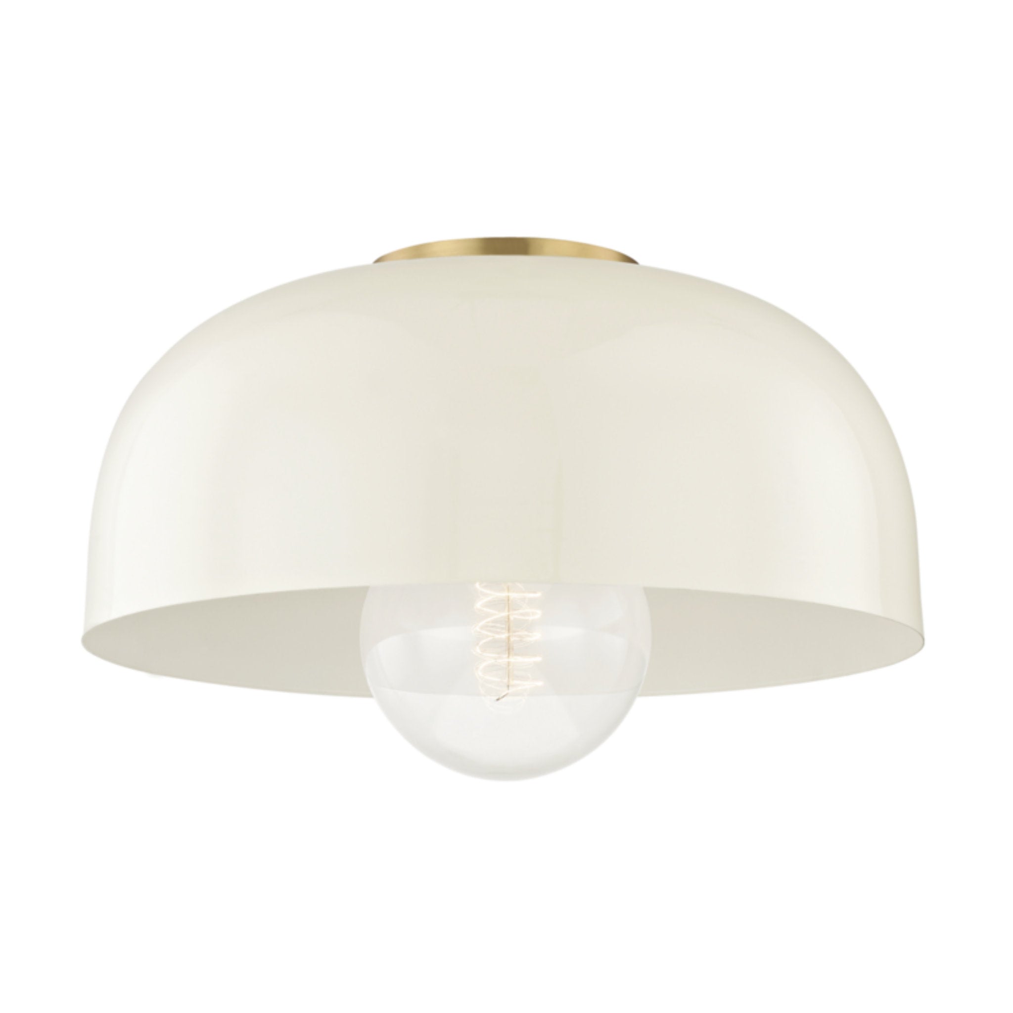 Avery 1-Light Flush Mount in Aged Brass/Cream 14L x 14W x 8.5H
