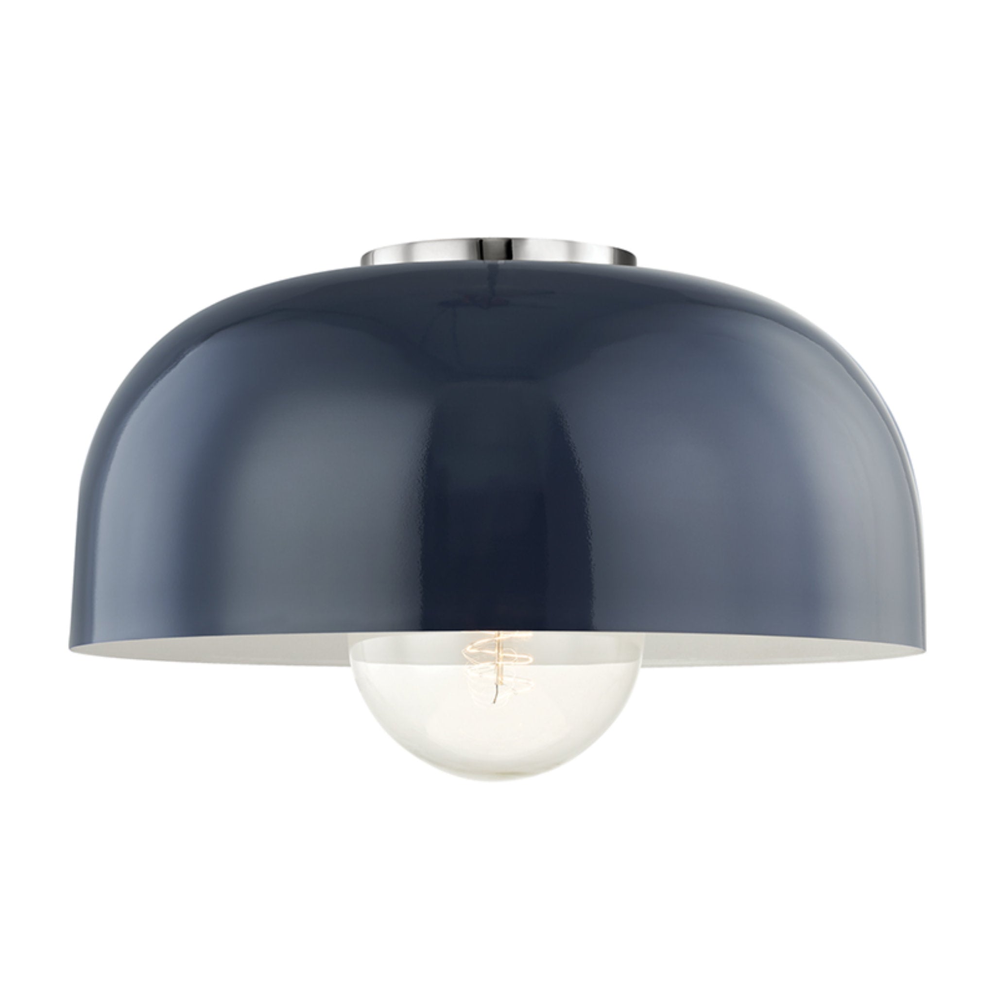 Avery 1-Light Flush Mount in Polished Nickel/Navy 14L x 14W x 8.5H