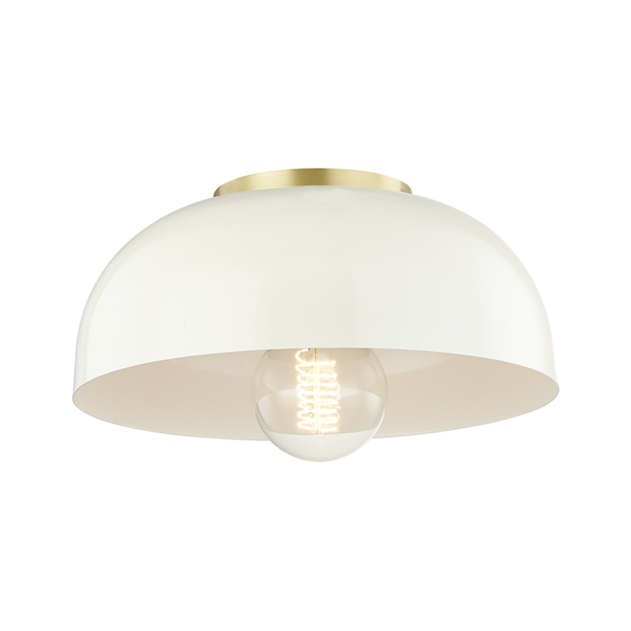 Avery 1-Light Flush Mount in Aged Brass/Cream 11L x 11W x 7H