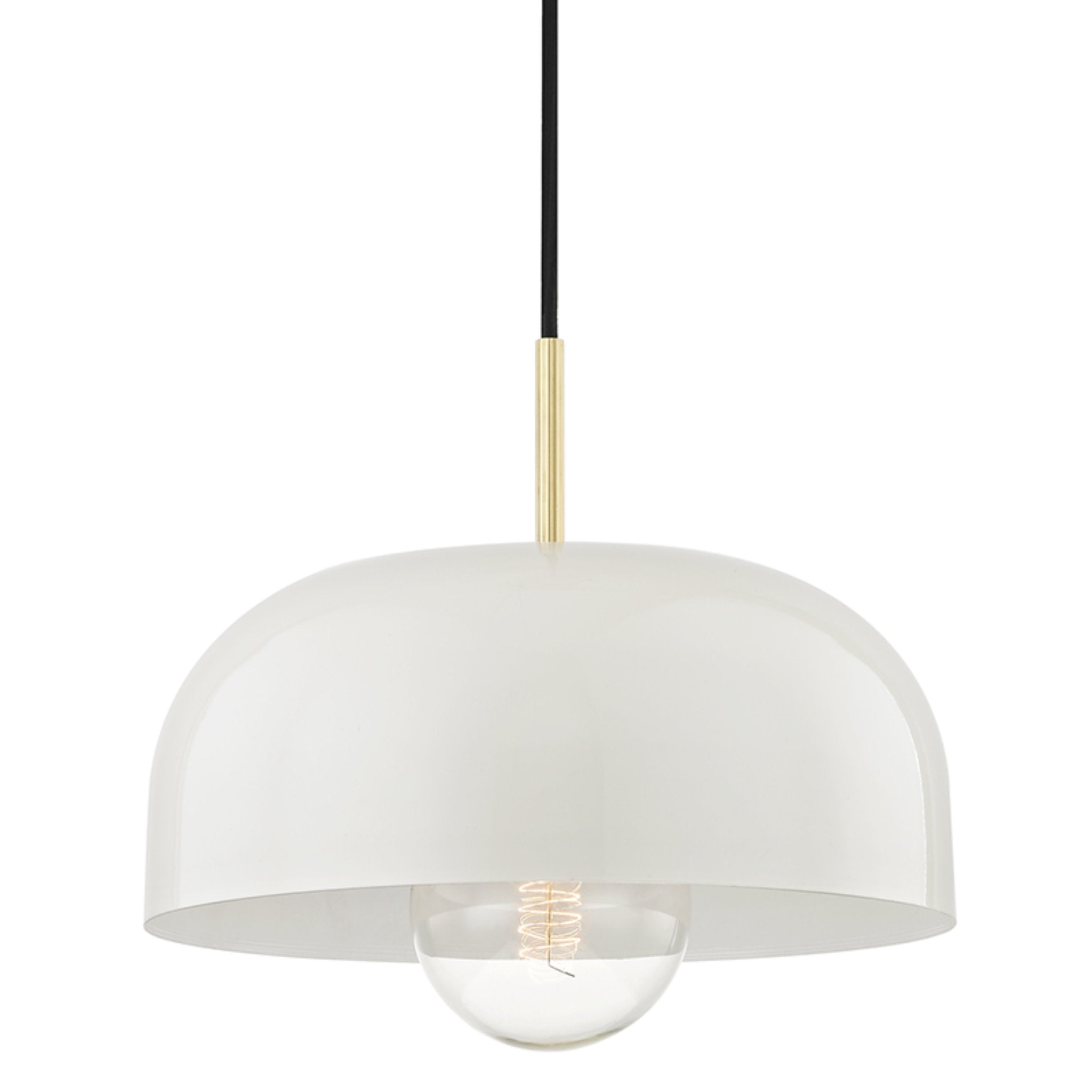 Avery 1-Light Pendant in Aged Brass/Cream 14L x 14W x 13.75H