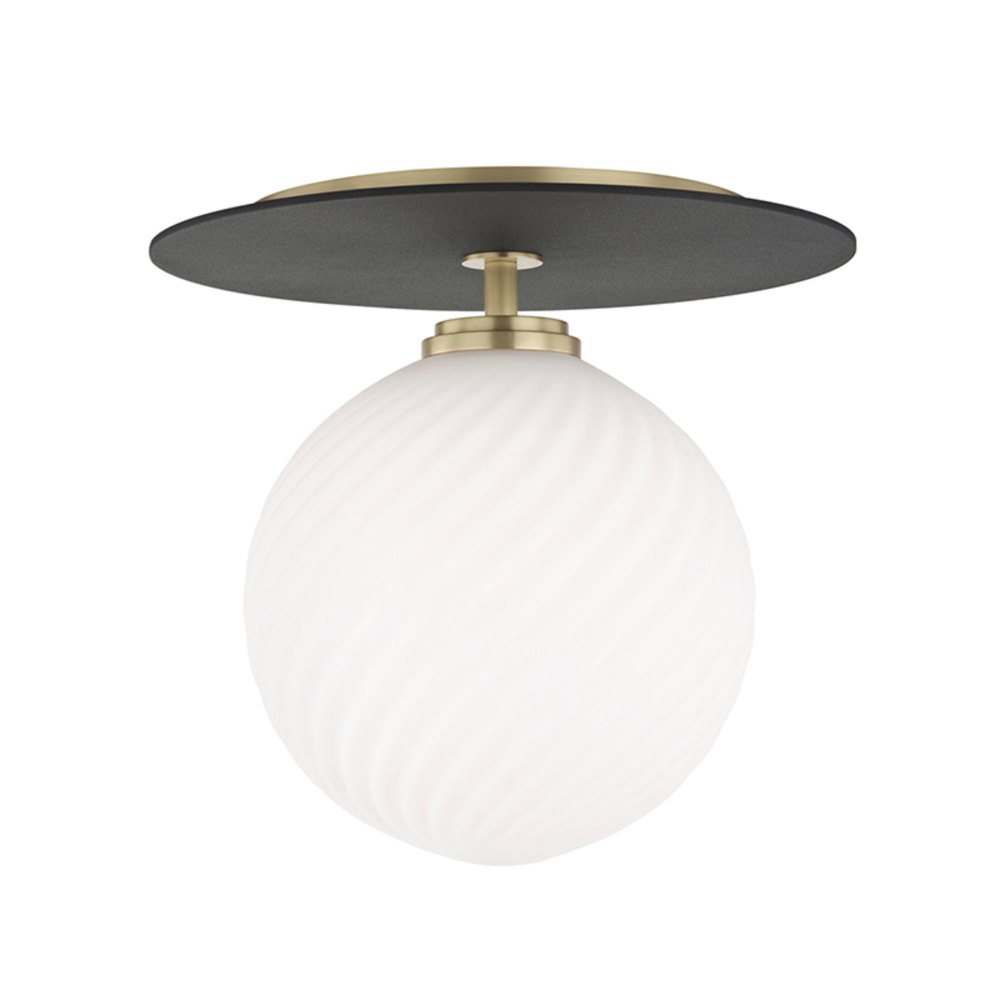 Ellis 1-Light Semi Flush in Aged Brass/Black 10.25L x 10.25W x 9.5H