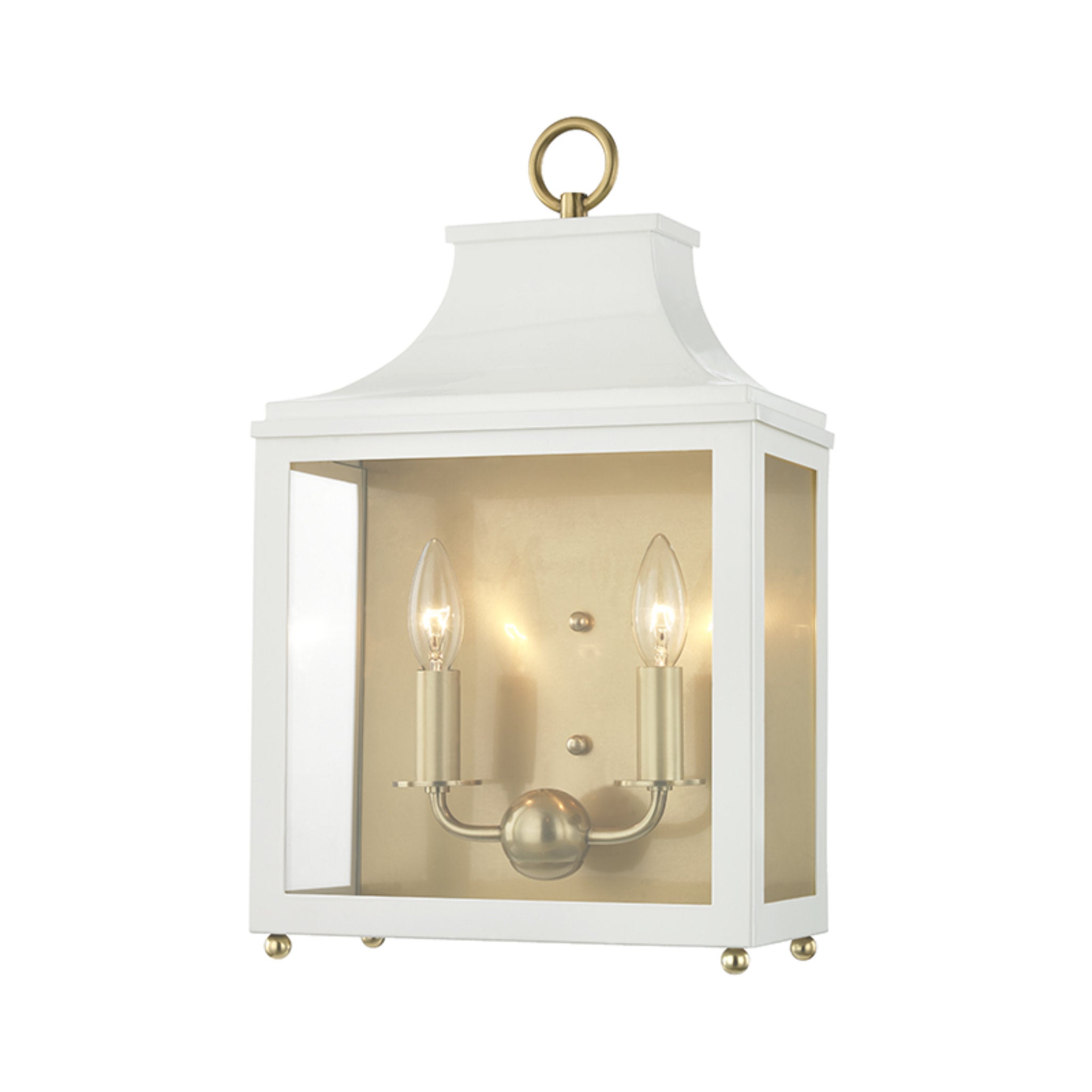 Leigh 2-Light Wall Sconce in Aged Brass/Soft Off White 11.25L x 11.25W x 18.75H