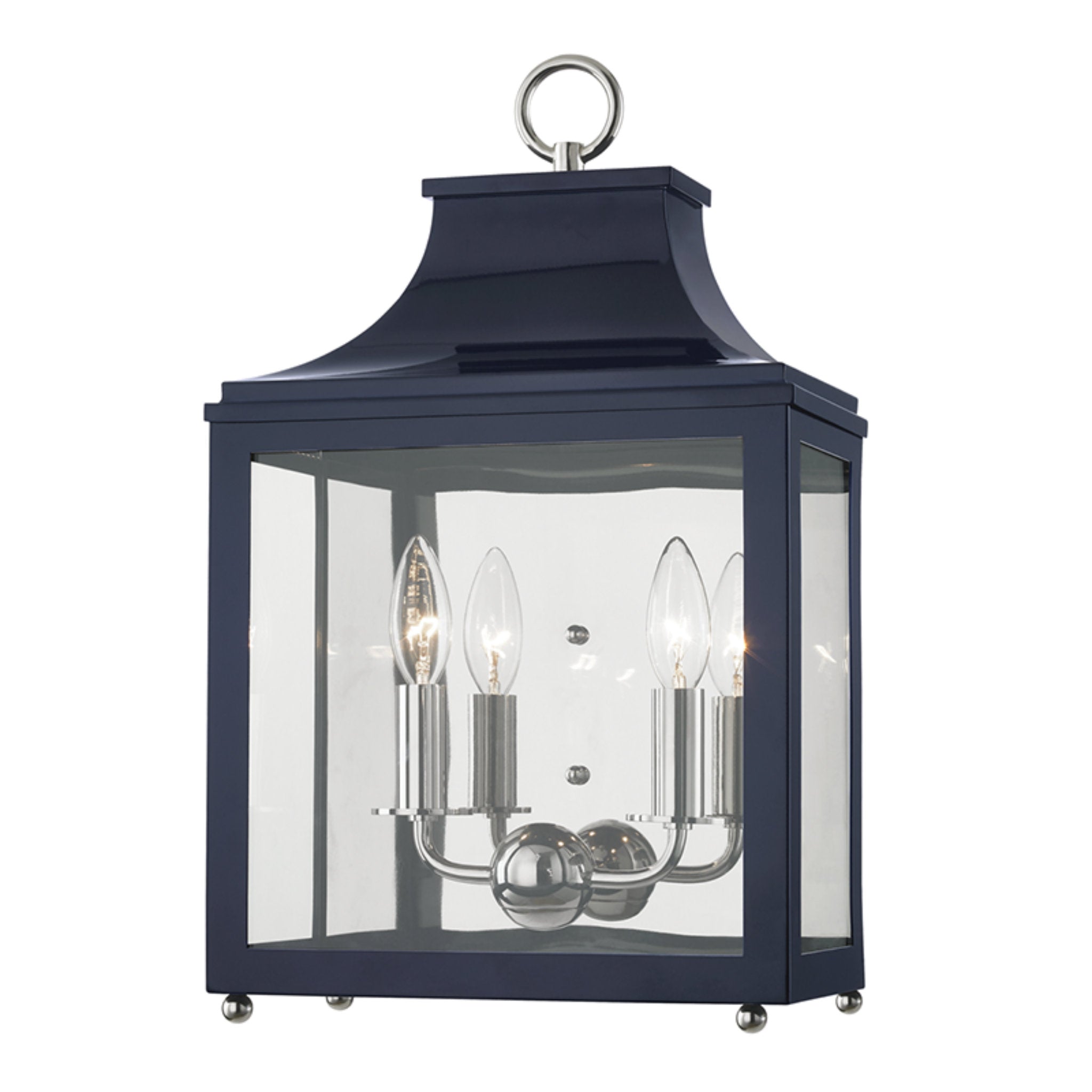 Leigh 2-Light Wall Sconce in Polished Nickel/Navy 11.25L x 11.25W x 18.75H