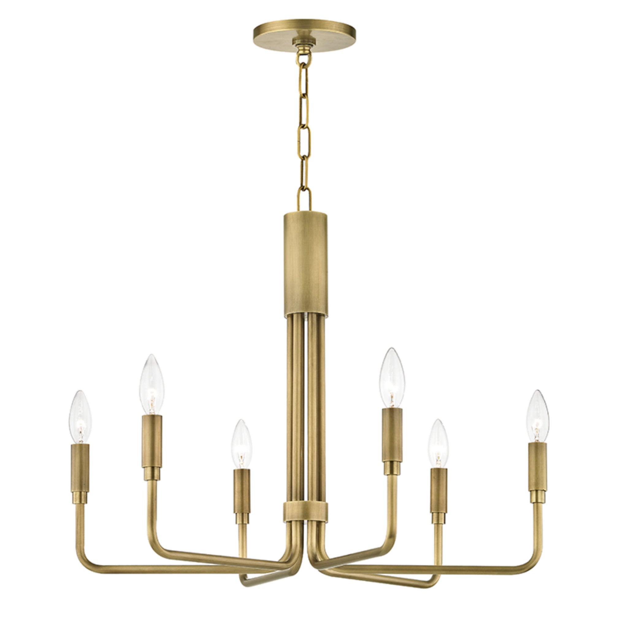 Brigitte 6-Light Chandelier in Aged Brass 25L x 25W x 19.25H