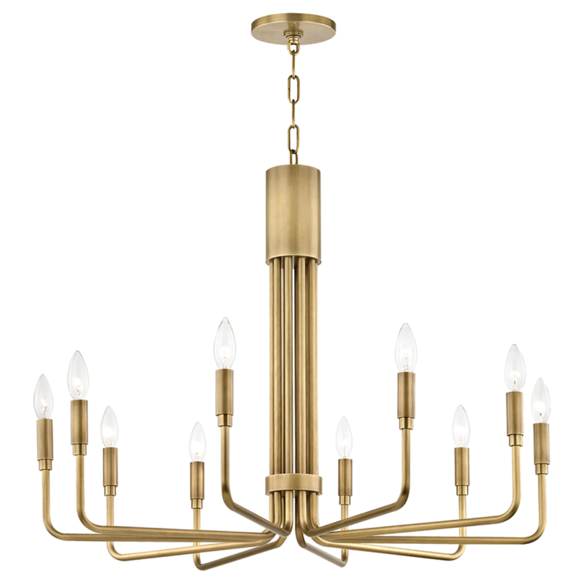 Brigitte 10-Light Chandelier in Aged Brass 31.75L x 31.75W x 24H