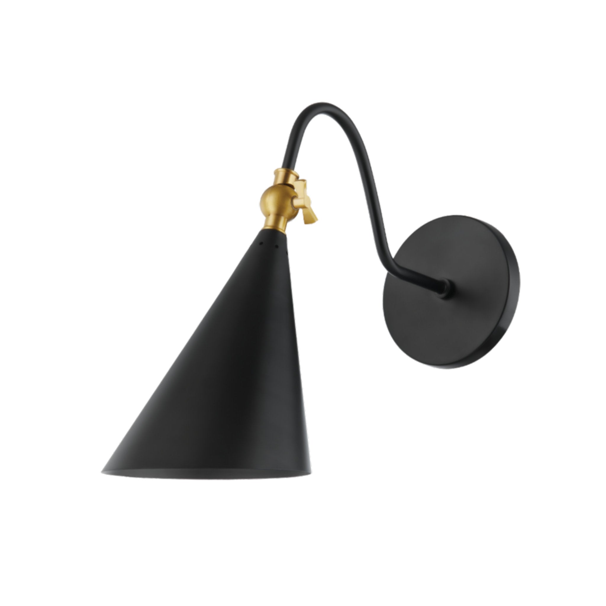 Lupe 1-Light Wall Sconce in Aged Brass/Soft Black 6.75L x 6.25W x 12H