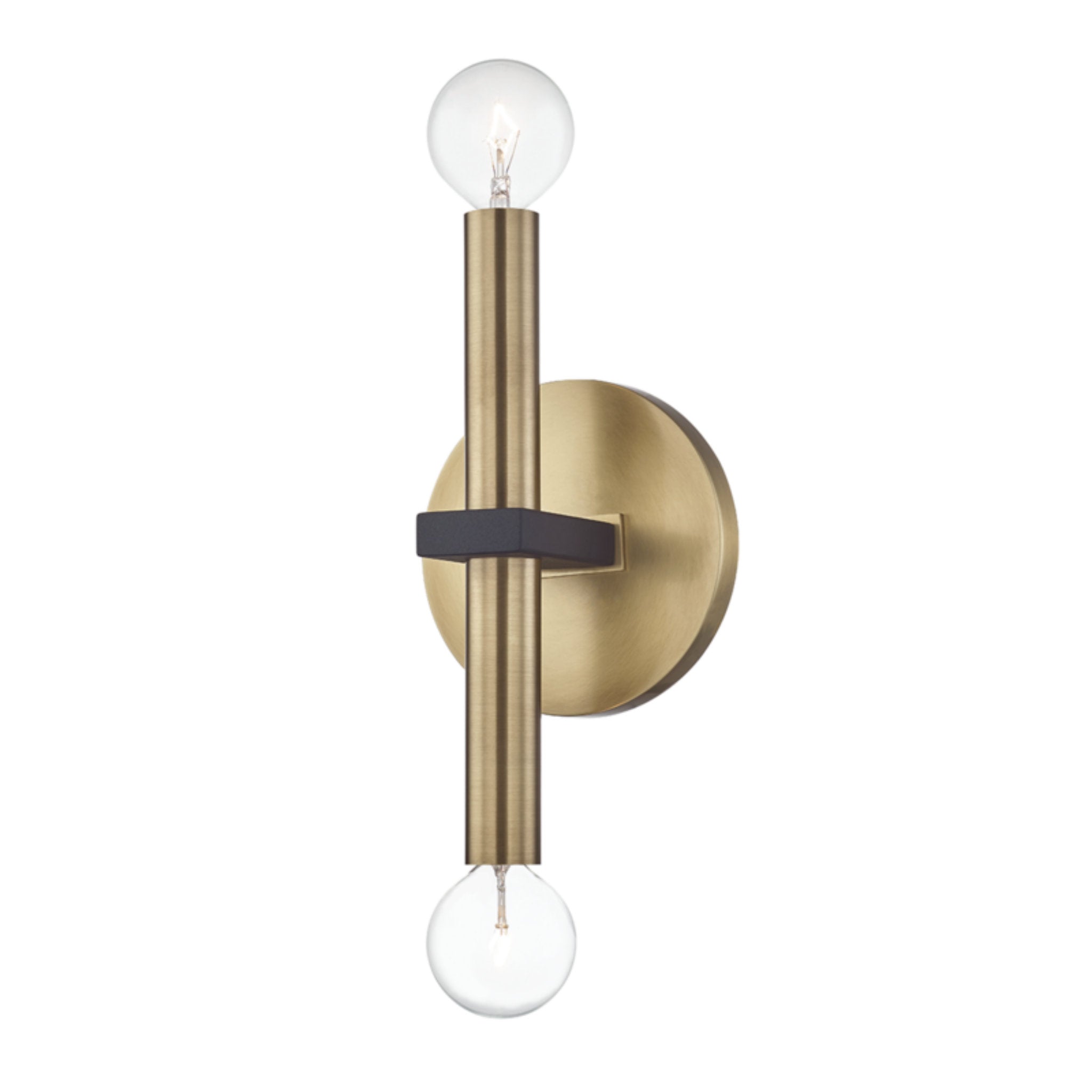 Colette 2-Light Wall Sconce in Aged Brass/Black 5.5L x 4.75W x 12.25H