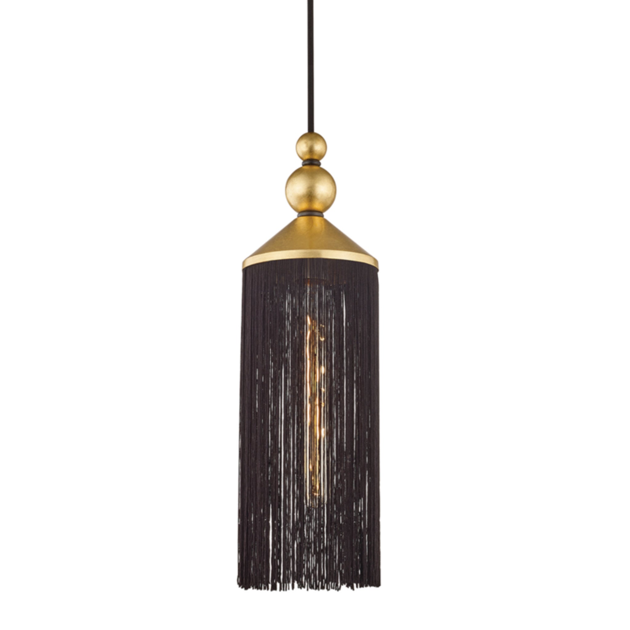 Scarlett 1-Light Pendant in Gold Leaf/Black 8.5L x 5W x 16.75H