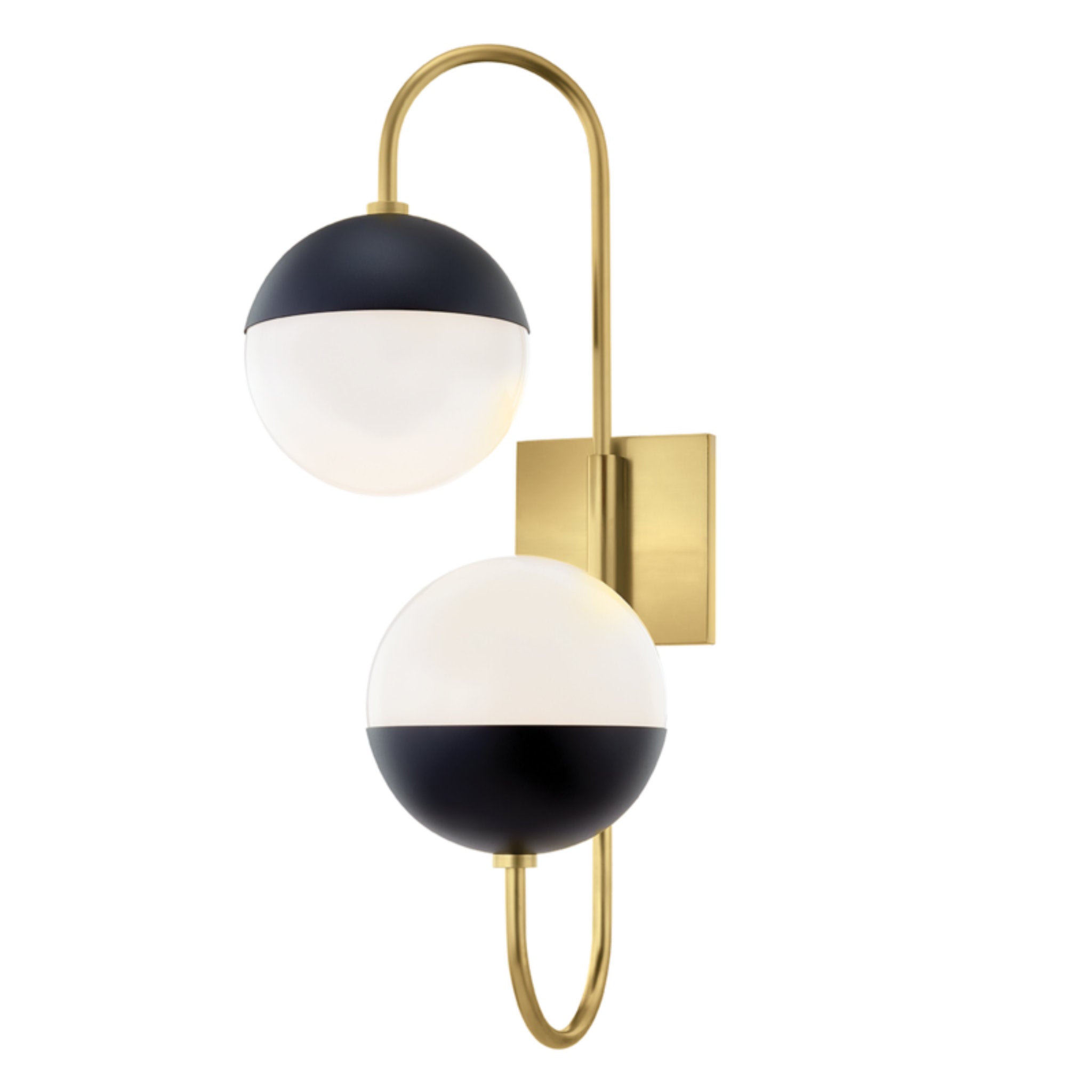 Renee 2-Light Wall Sconce in Aged Brass/Black 14L x 6.75W x 23.5H
