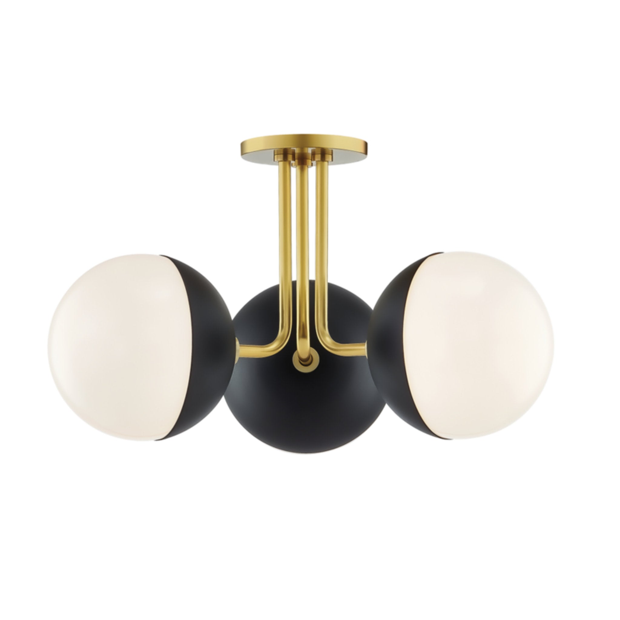 Renee 3-Light Semi Flush in Aged Brass/Black 21.75L x 19.75W x 11H