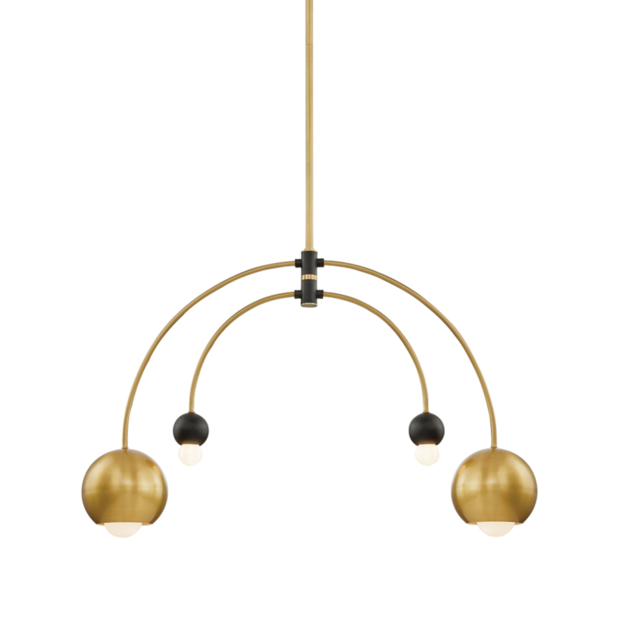 Willow 4-Light Chandelier in Aged Brass/Black 14L x 37.75W x 23H
